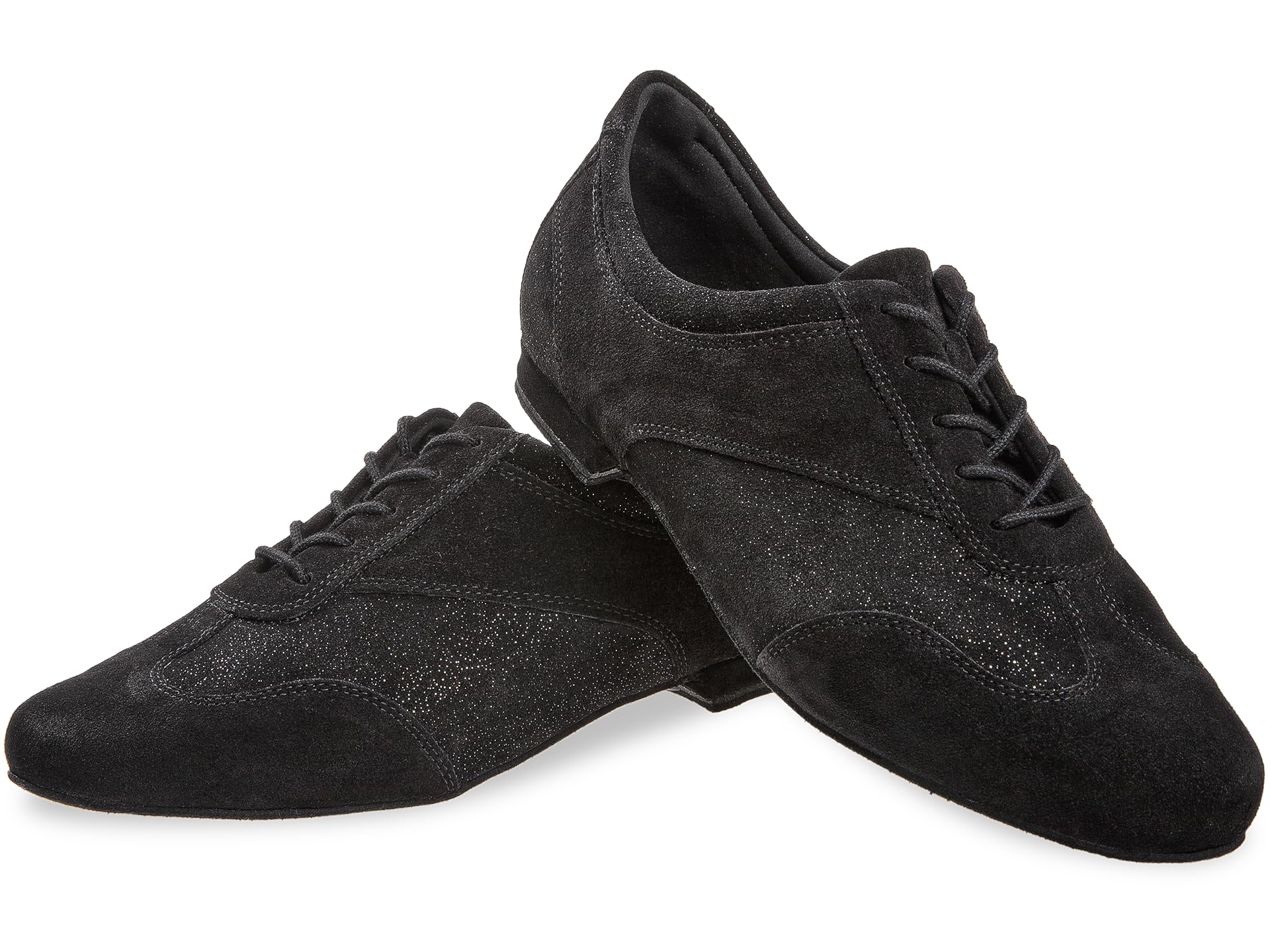 Diamant Damen Tanzschuhe 183-005-547 - Veloursleder schwarz/Glitzer-Leder schwarz-Silber - Normalweite - 1,2 cm Micro-Heel - Made in Germany