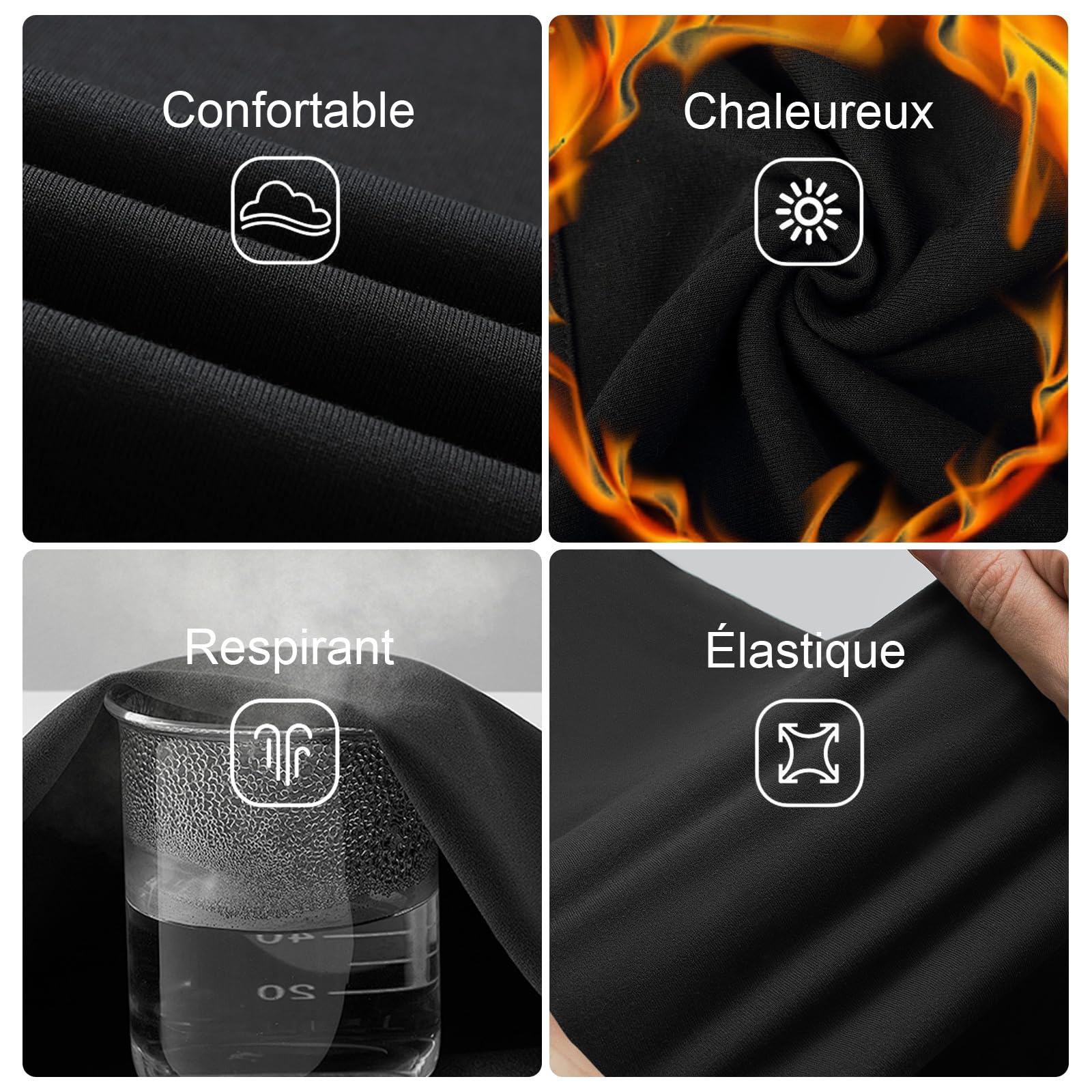 Channo Ensemble sous-Vêtements Thermiques Femme: Haut Manches Longues et Pantalon Doux Légers en Polaire Respirants Idéals pour l’Hiver