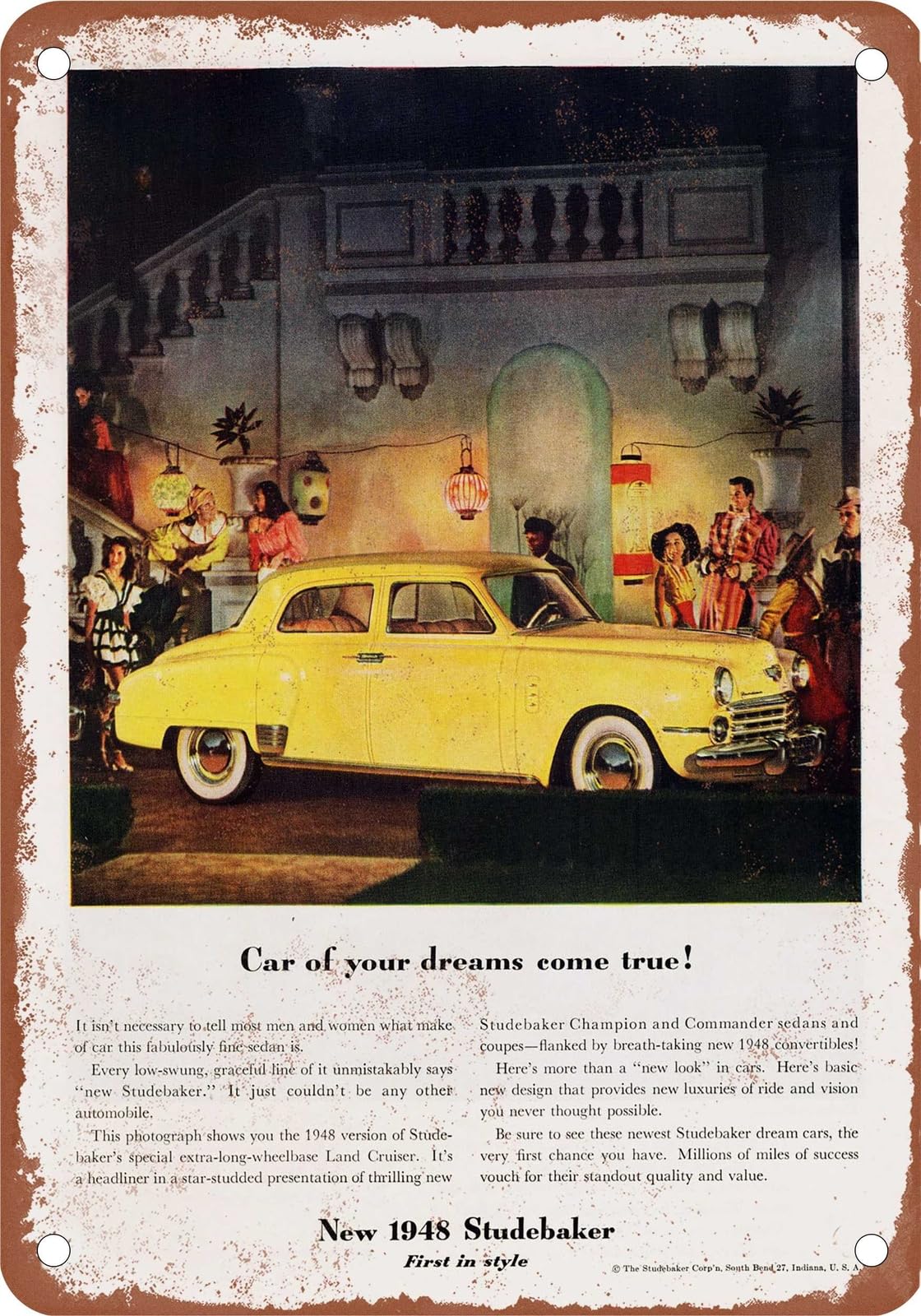 METAL SIGN - 1948 Studebaker Vintage Ad 07 - Old Retro Rusty Look home decor