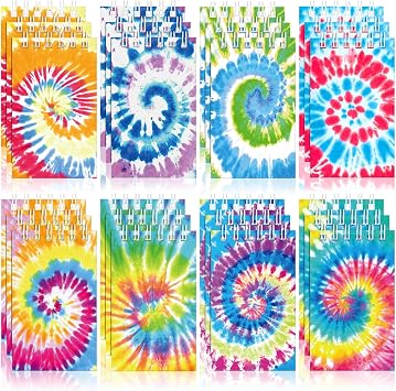 24 Pcs Mini Tie Dye Notebooks Tie Dye Party Favors Spiral Notepads Pastel Notebooks Pocket Notepads for Kids Teacher Classroom Supplies Birthday Party Goodie Bag Filler