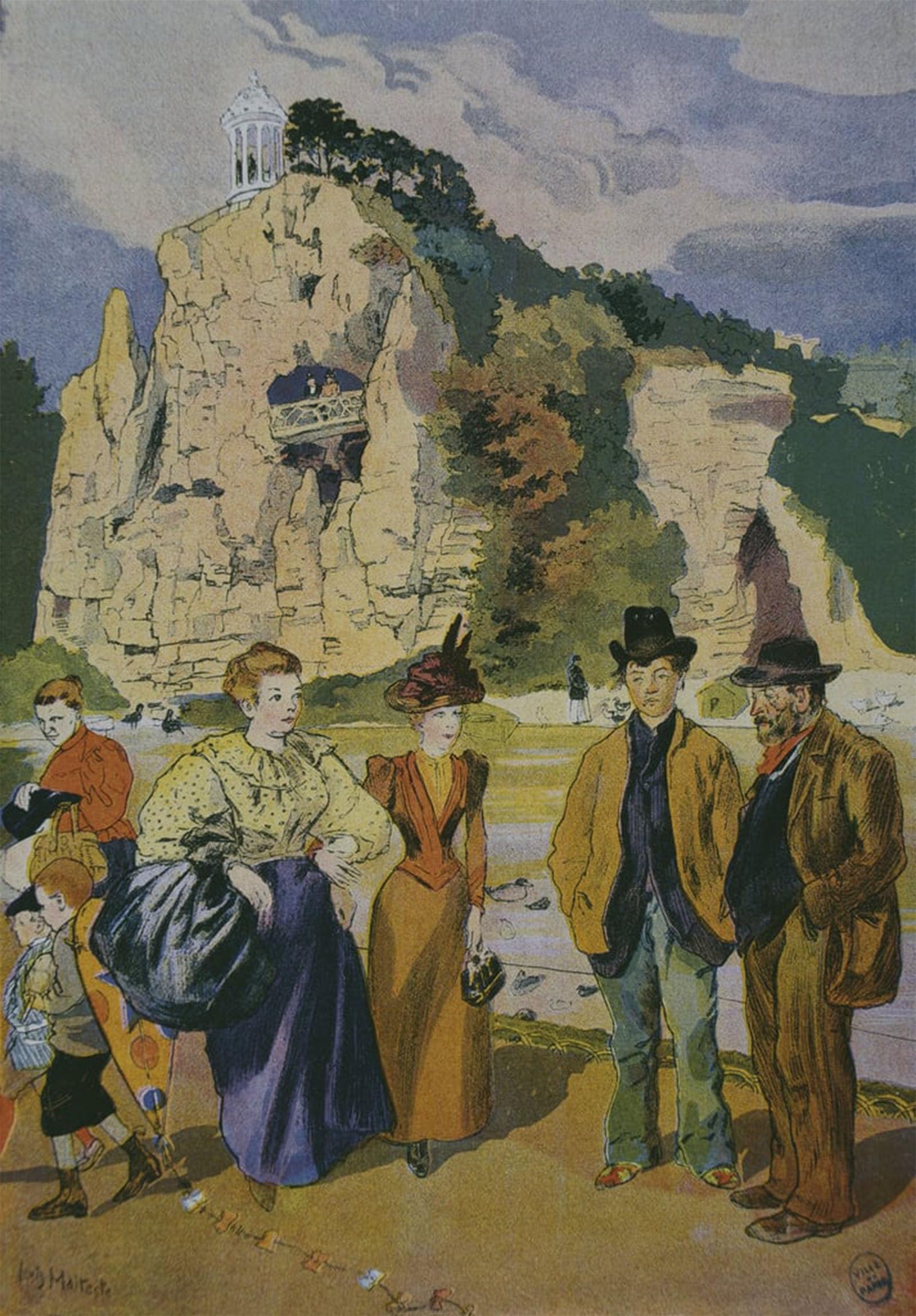 ARTXLXXBN Famous Prints Artwork Pictures Poster Painting Art the Buttes Chaumont by Louis Malteste Artwork Landscape Pictures for Home Decor 60x90cm
