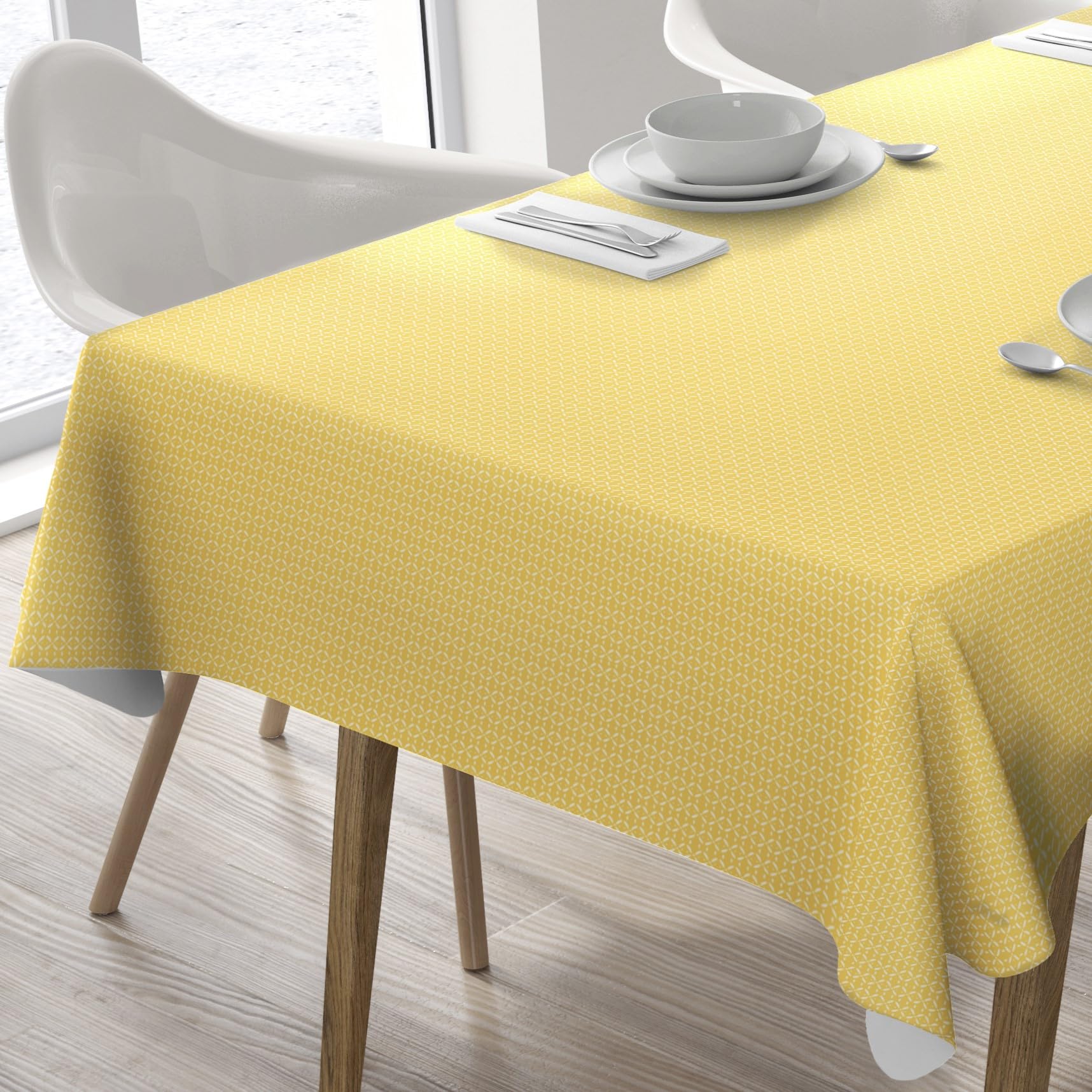 Home Direct Yellow Rectangular Oilcloth Pvc Wipe Clean Tablecloth 140Cm X 180Cm 55X70