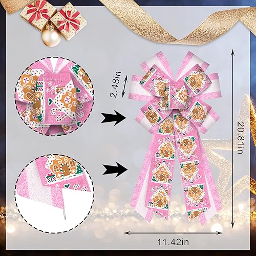 Miniatura 7 de Lazos grandes de Navidad para corona, lazos de corona de Navidad, lazos verdes a cuadros, lazos para decoración de árbol de casa de campo para