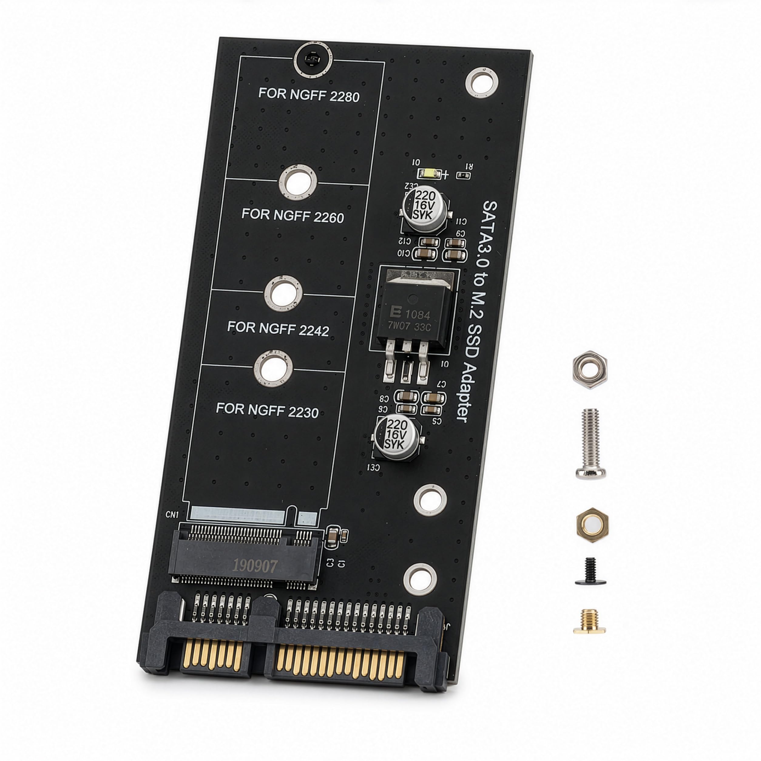 NGFF M.2 Adapter M2 SATA3 Raiser M.2 to SATA Adapter SSD M2 to SATA Expansion Card B Key Suppor 30/42/60/80mm (M.2 to SATA, M.2 to SATA) | Para SSD SATA M2 2230 2242 2260 2280 M.2 | SATA III 6Gbps | Incluye hardware de montaje | No diseñado para SSD NVMe