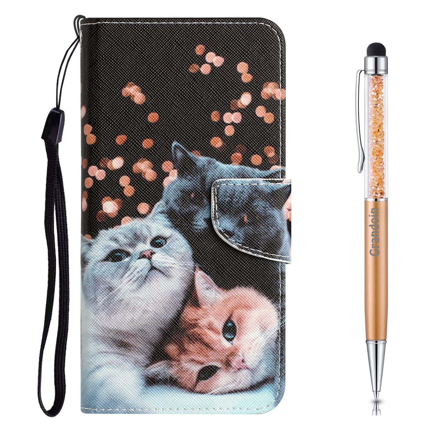 Fertuo Cover A Libro In Pelle Per OPPO A16 / A16S / A54S - Custodia Portafoglio Con Porta Carte E Chiusura Magnetica - Design Gatto E Cane - Rosa