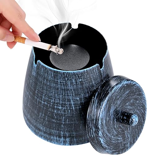 Miniatura 8 de Ceniceros para exteriores para patio con tapa, bandejas de cenizas con cubiertas, cenicero inodoro, juegos de bandejas de cenizas para cigarrillos