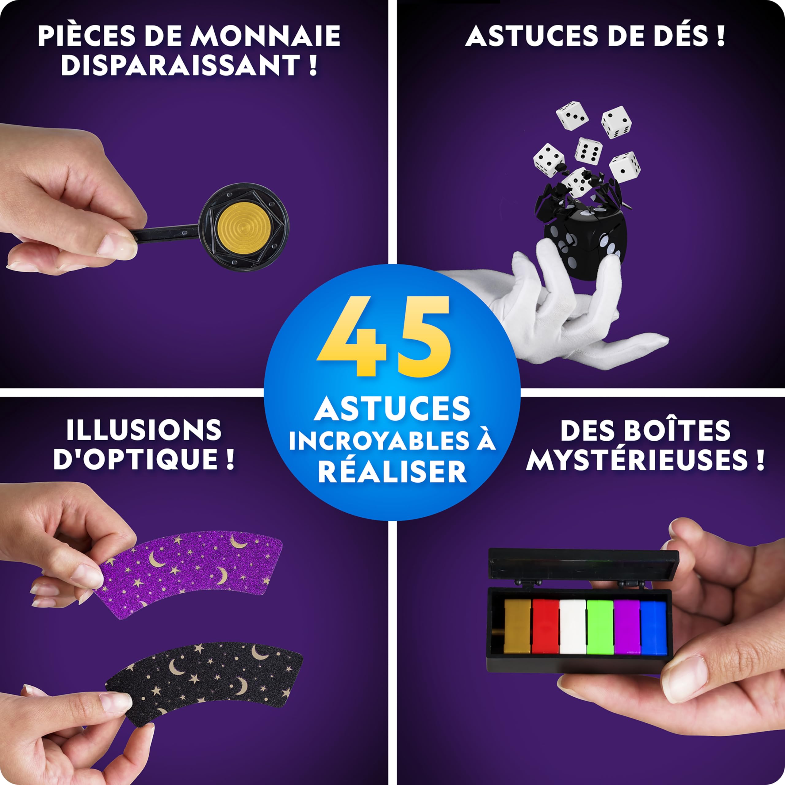 NATIONAL GEOGRAPHIC Coffret de Magie pour Enfants - 45 Tours de Magie avec Instructions Vidéo Étape par Étape d’un Magicien Professionnel, Jouets pour Filles et Garçons