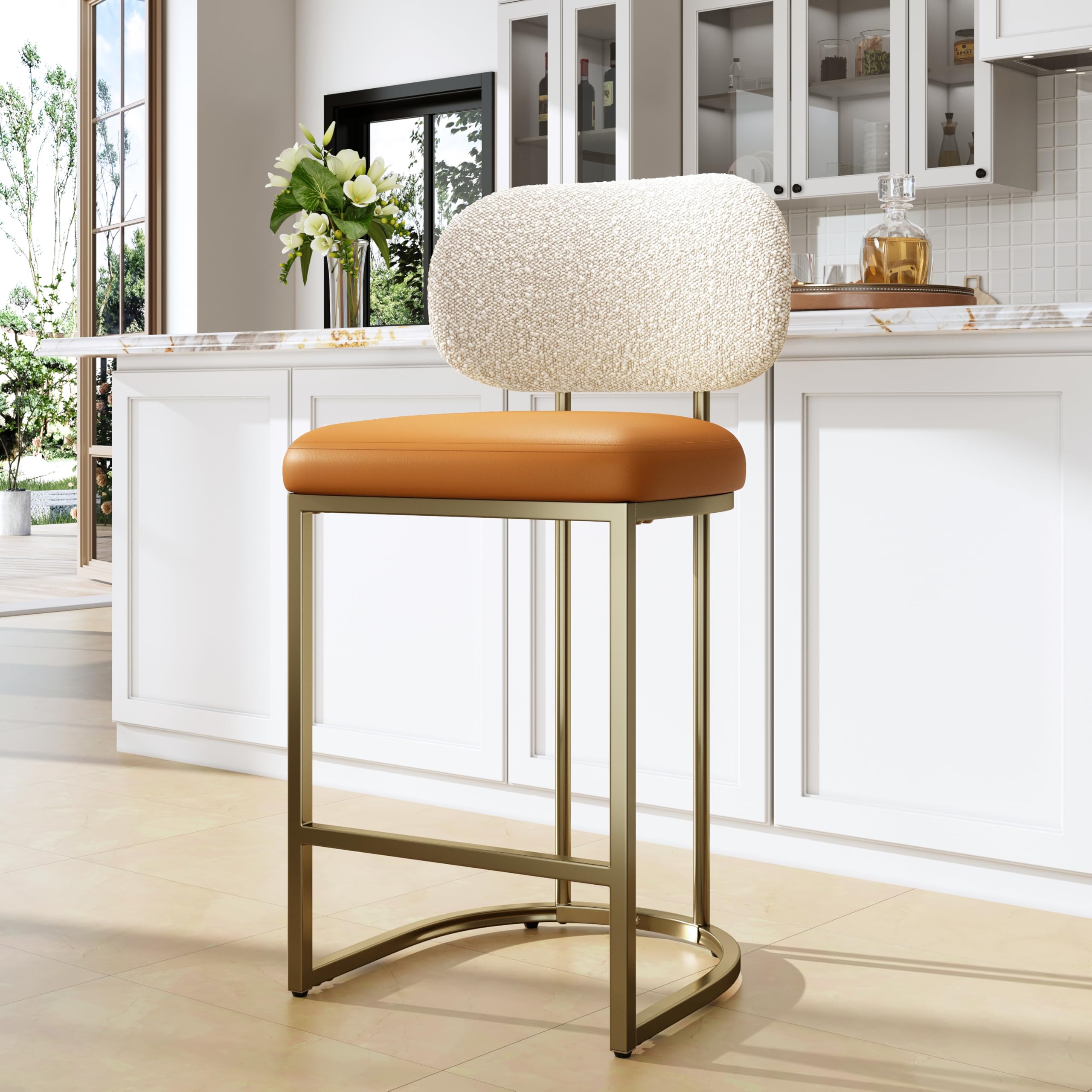 ALPHA HOME Barhocker mit Rückenlehne Frühstückshocker Barhocker in Thekenhöhe Küchenstühle mit Fußstütze Inselstühle mit Metallgestell