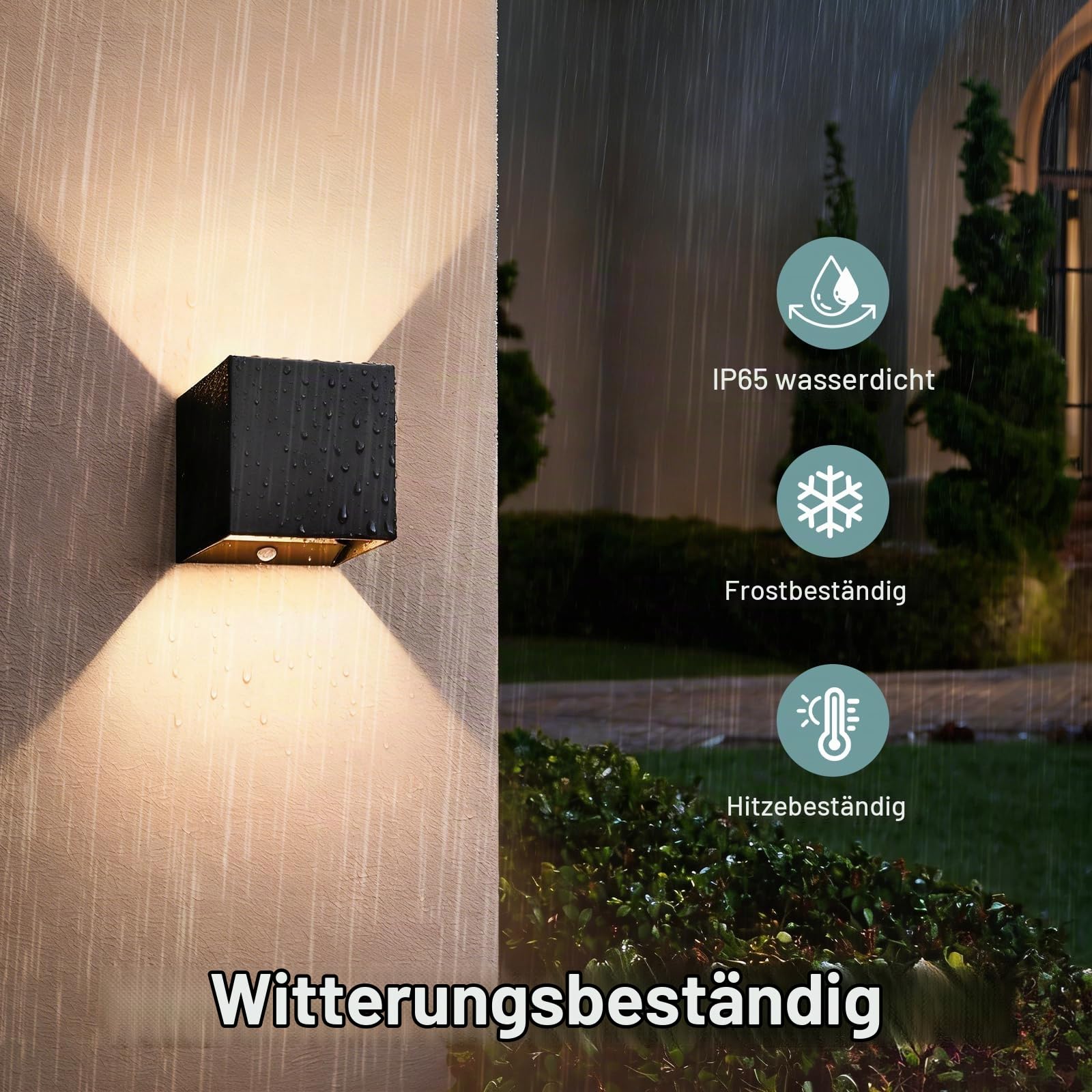 YindaLux LED Aussenlampe mit Bewegungsmelder, mit G9 LED, Schwarz, 2 Stück