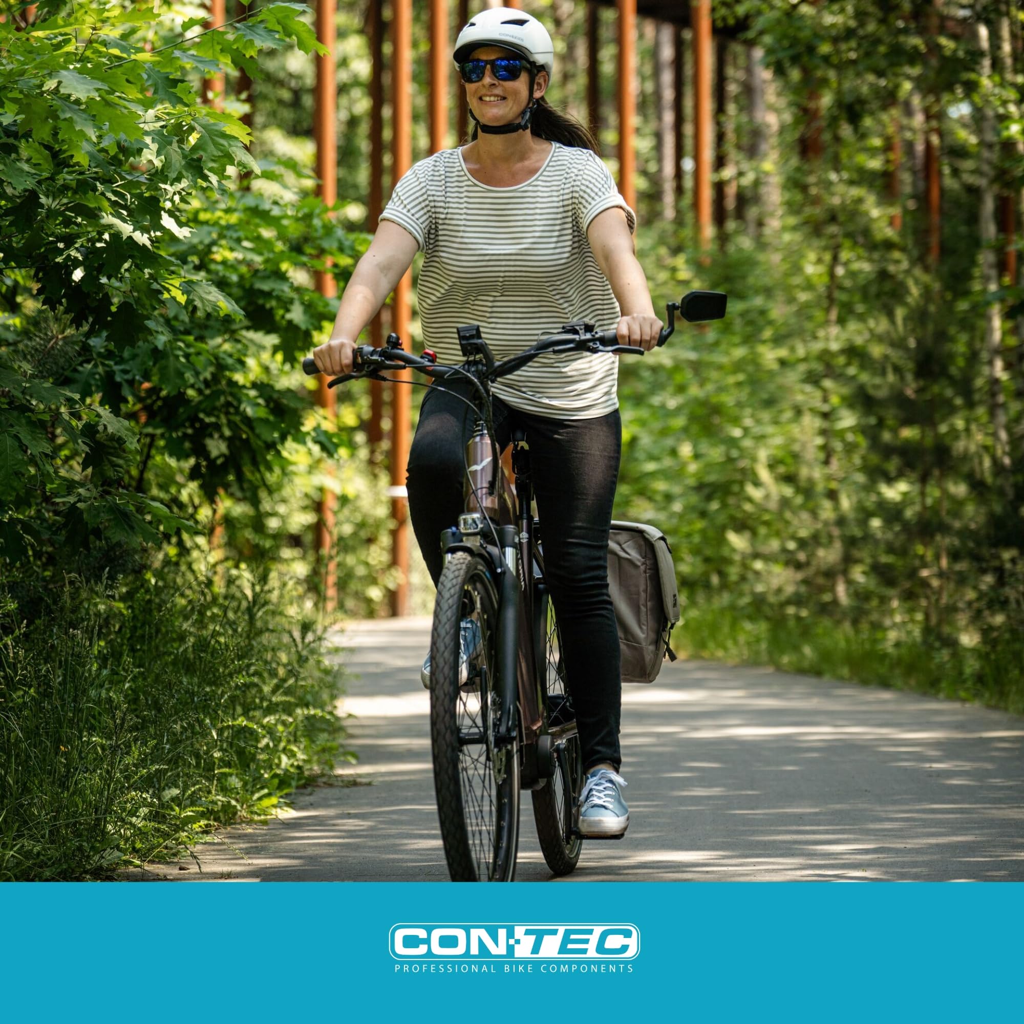 CONTEC E-View XS Fahrradspiegel, E-Bike Rückspiegel mit Edelstahllinse Ø 62 mm, Glare oder Dazz Linse, Lenker-Innenklemmung Ø 16 mm, rechts & links montierbar, robust & schwarz