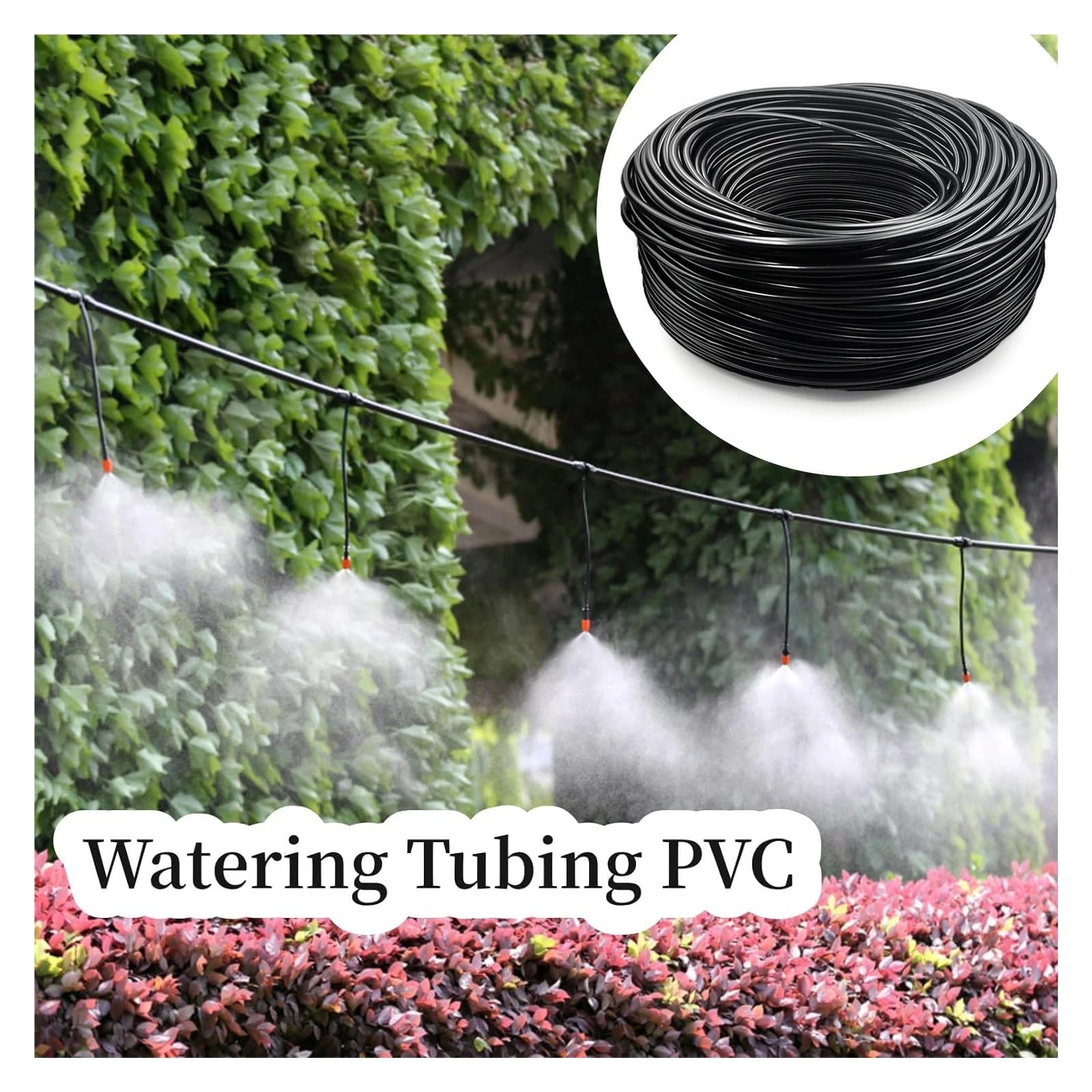 Manguera de microgoteo DIY 4/7mm 20-100M sistema de riego de jardín | Microtubo de goteo regulable de PVC for sistemas de riego de jardines.(20m)
