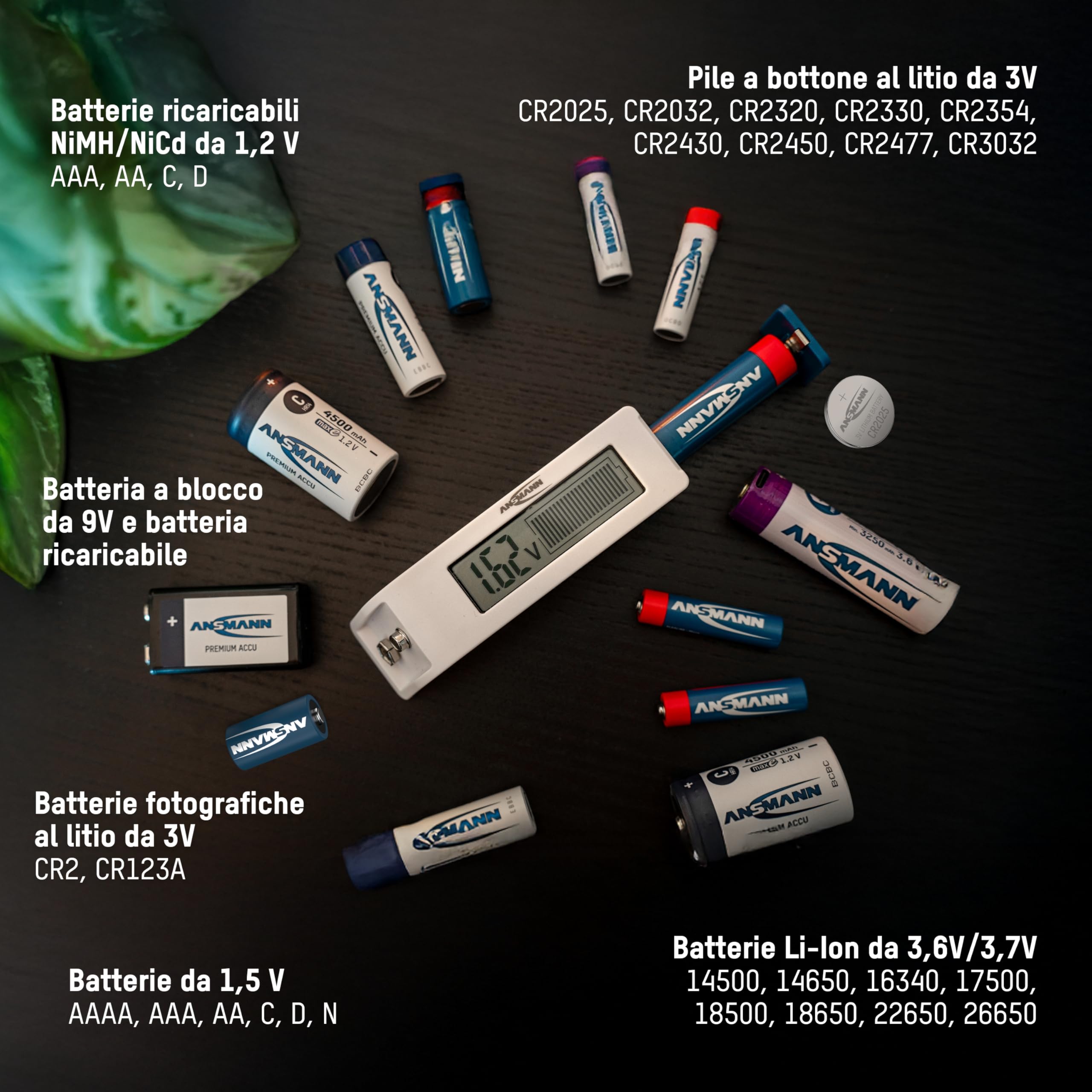 ANSMANN Tester per batterie ricaricabili con display LC