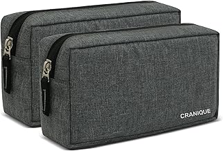 Cranique Travel Organizer Gadget Case | Electronic Accessories Storage Pouch for Power Adapters, Cables, Dongle, Pen Drives, Laptop Charger Pouch (QP2-Grey-Pack2)
