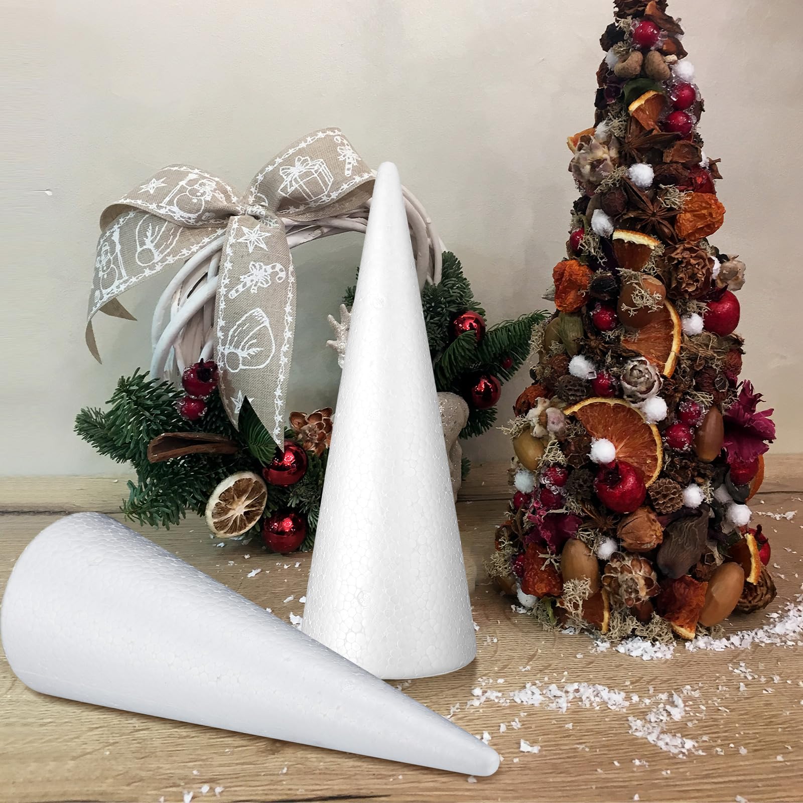 904 Stück Schaumstoffkegel zum Basteln mit 900 Zahnstochern aus Bambusholz, 4 Weihnachtsbaum-Schaumstoffkegel, Bastelbedarf, Kegel zum Basteln für Party, Snacks, Zuhause
