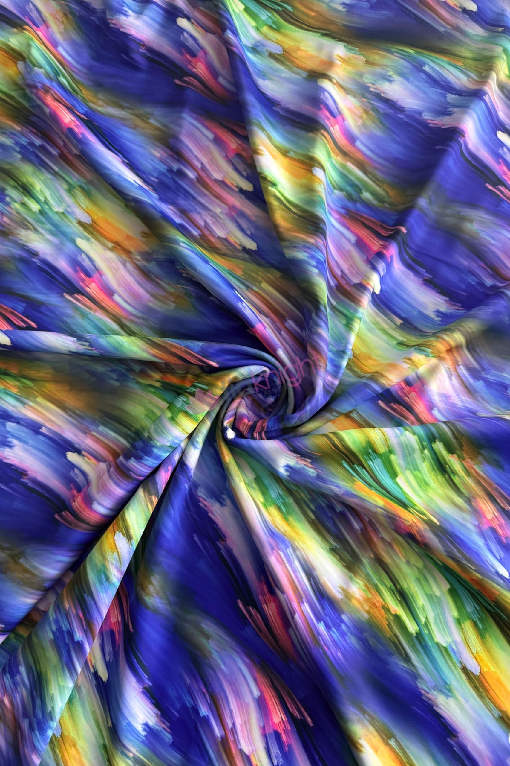 Premium Quality Printed Matte Nylon Lycra | 4 Way Stretch Swim Wear, Dance Leotard, Leggings Material | 50+ Colours/Prints in Stock | Sold By The Metre | Tia Knight (Cloud Iridescence- Blue/Multi) — image 1