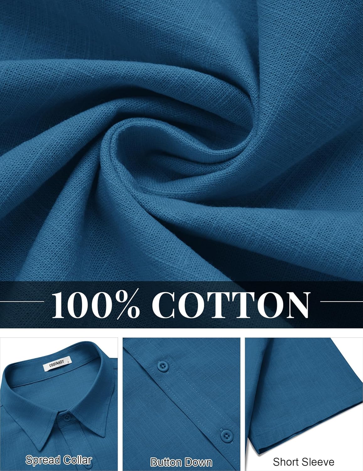 COOFANDY Mens Button Down Shirts Short Sleeve Casual Shirt Cotton Summer Beach Linen Wedding Shirts - Image 6