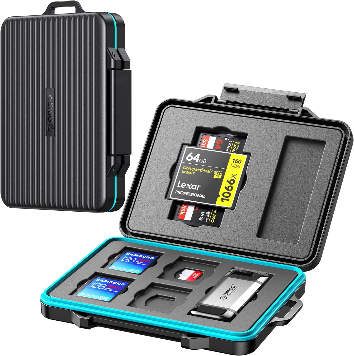 ORICO SD Card Case Holder Universal Waterproof for Memory Card Reader Carrying Case Anti-Shock Storage Holder 12 Slots Slim for Micro SD TF Compact Flash CF SDXC SDHC Cards