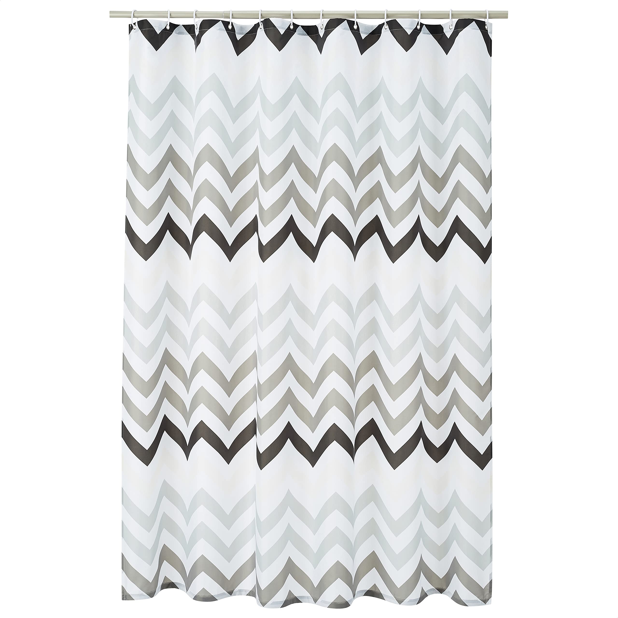 Amazon Basics Shower Curtain with Hooks 72 x 72 Inch Grey Ombre Chev | amzdealz