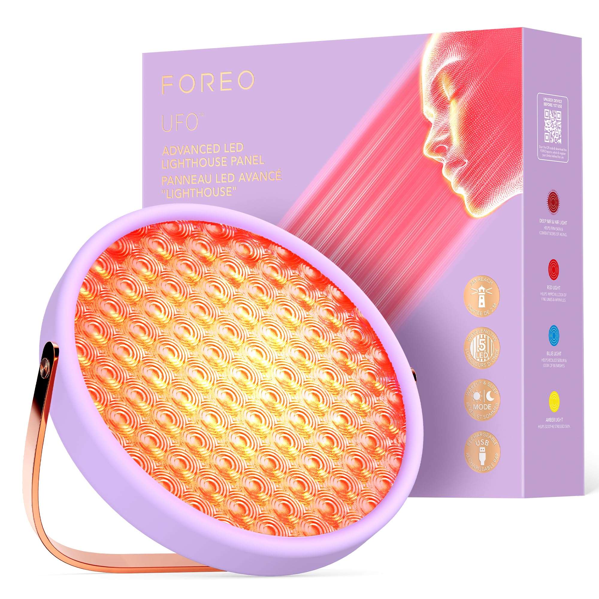 Lighthouse Panel UFO LED Advanced – Pannello LED infrarosso profondo Fresnel senza fili per viso e corpo