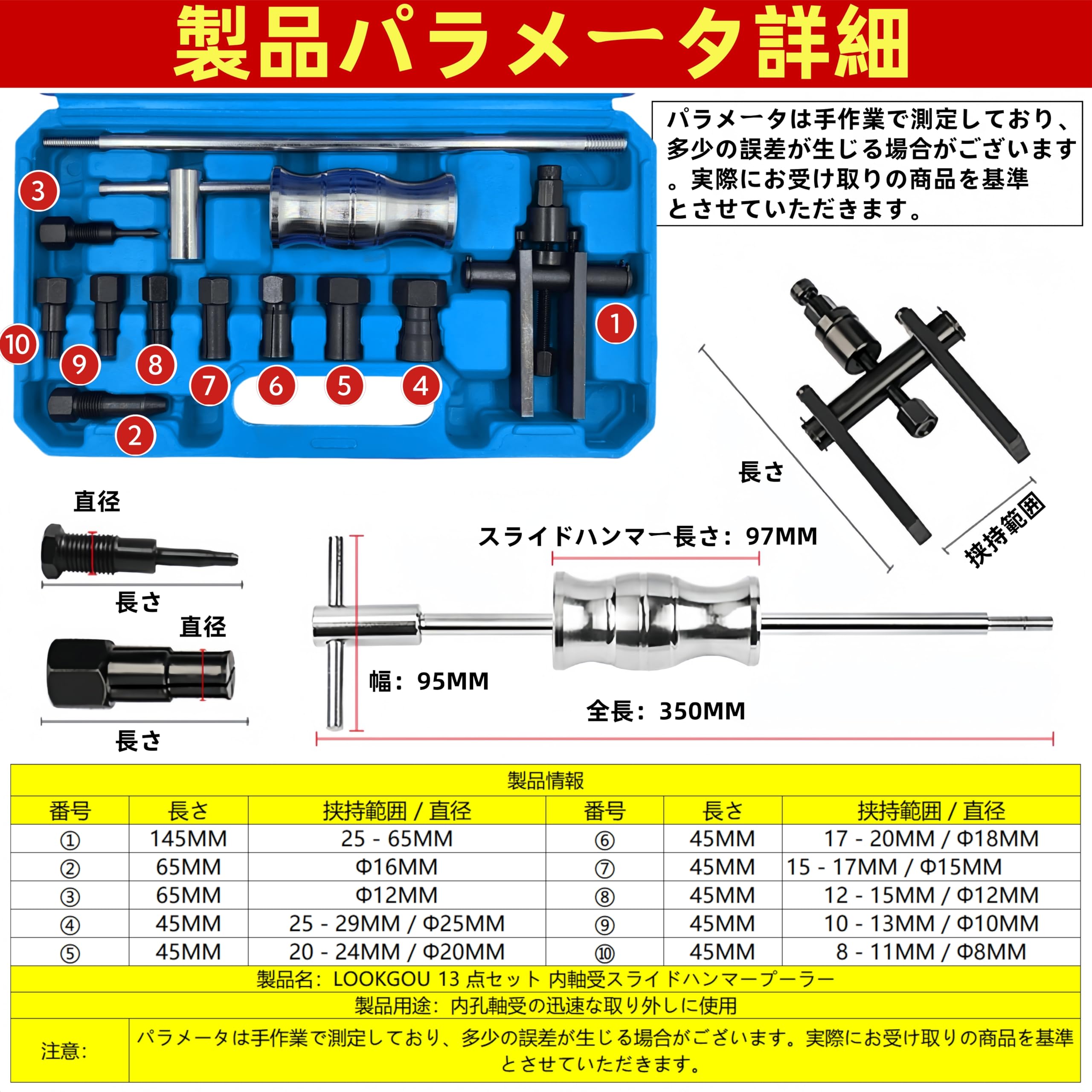Amazon.co.jp: LOOKGOU ブラインドホールベアリングプーラー 13点