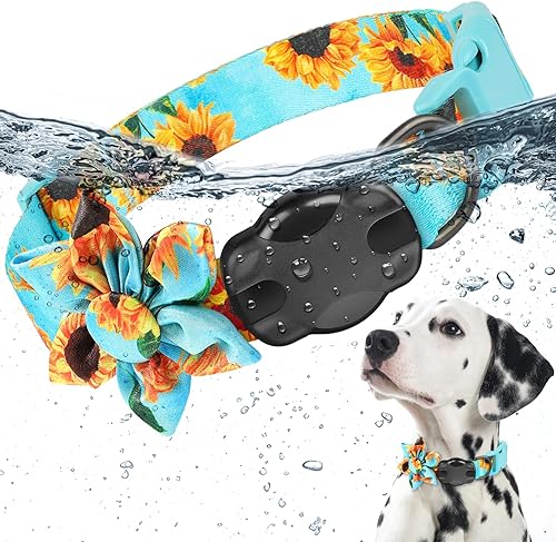 Airtag - Collar de perro original AirTag con soporte para collar de perro, lindo collar de perro rosa con funda 100% impermeable para Airtag,