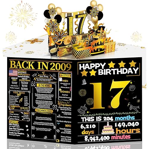 Miniatura 44 de Joycard Tarjeta de cumpleaños número 42 para mujeres y hombres, regalo de feliz cumpleaños 3D desplegable para ella y él, divertidas decoraciones