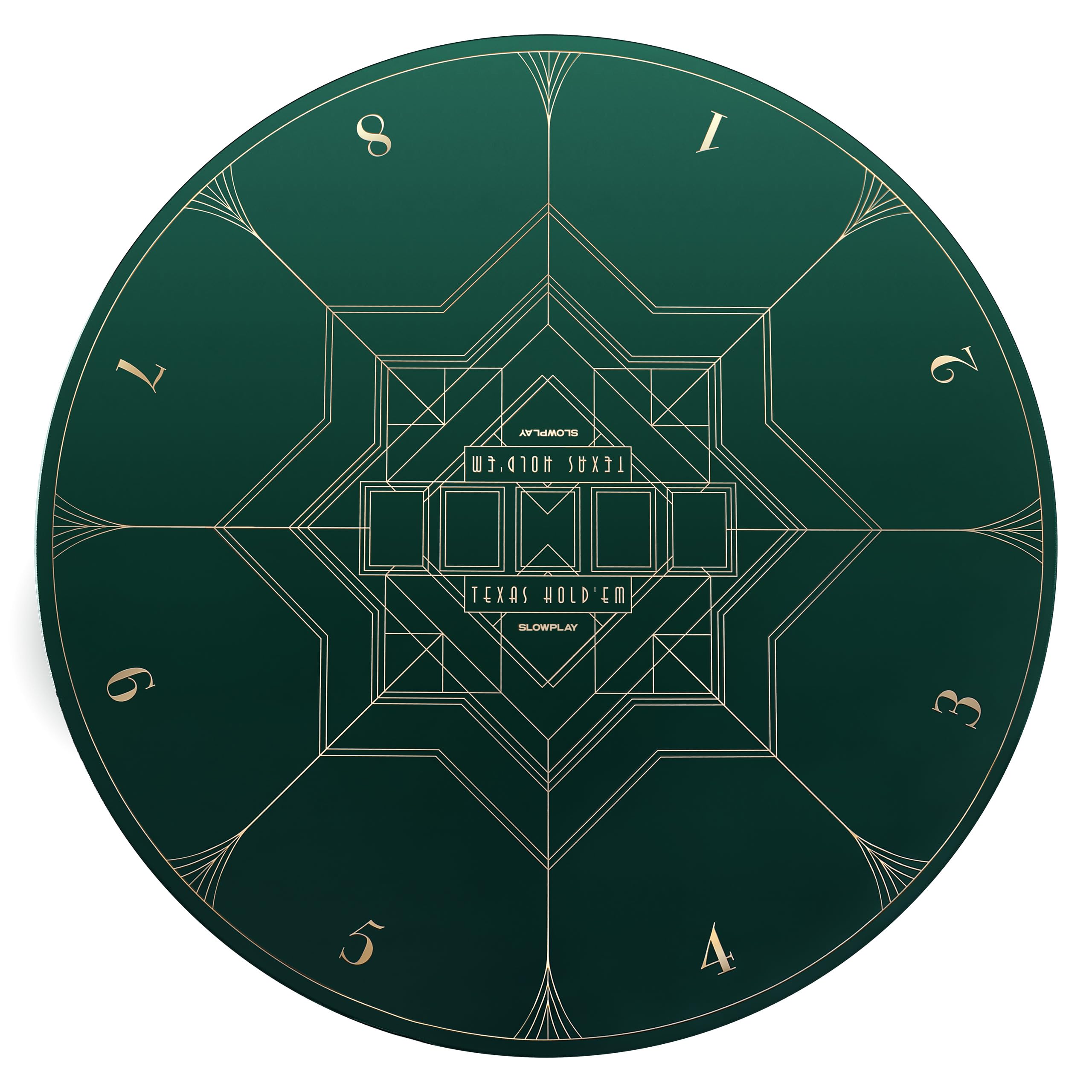 SLOWPLAY Nash 47 inch Round Poker Mat for Texas Holdem | Portable Poker Table Top with Art Deco Layout Print, Hemmed Edges, Smooth Surface, and Premium Carrying Bag for Games Everywhere