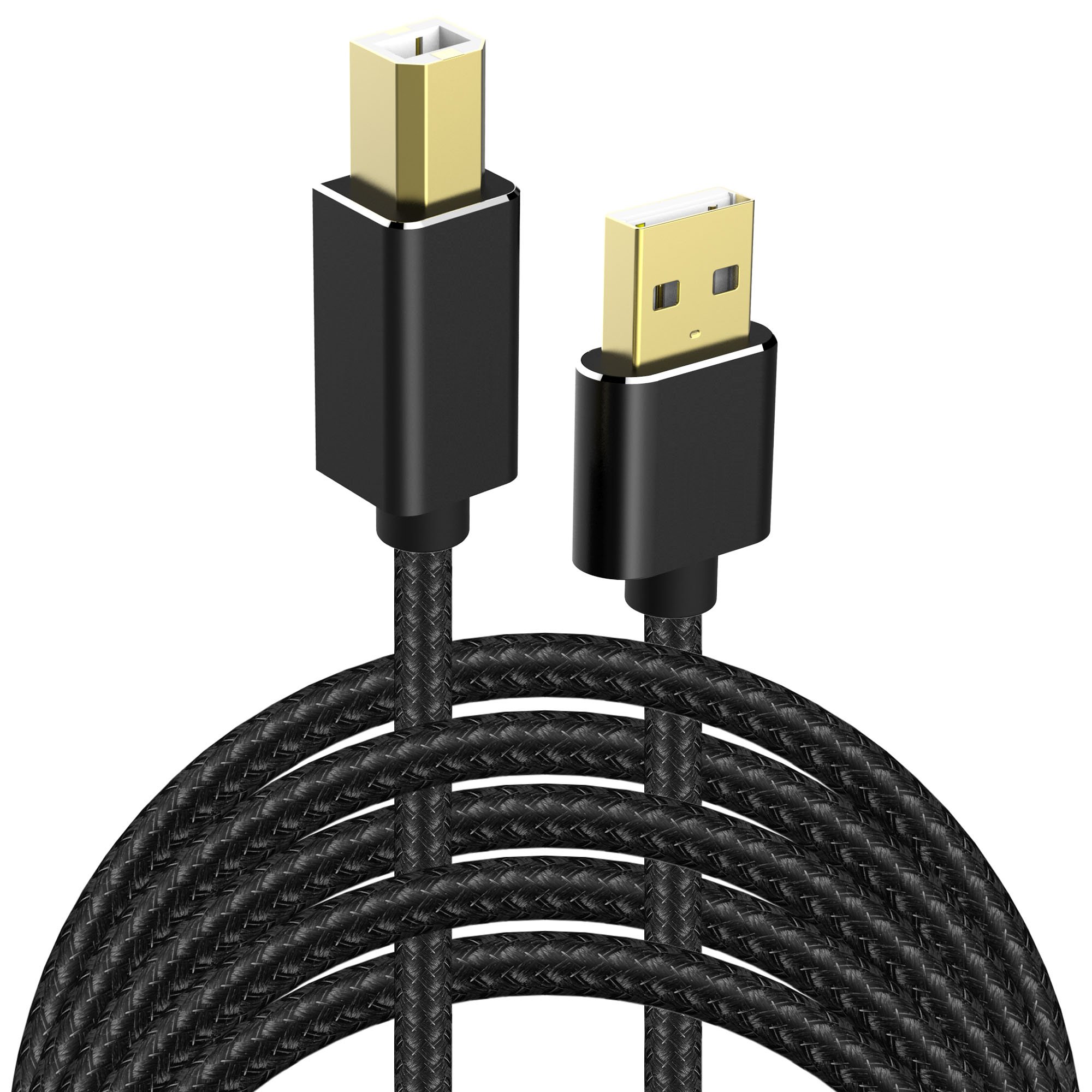 USB Printer Cable, UMECORE 10FT Braided Flexible USB 2.0 Type A Male to USB Type B Male Scanner Cord High Speed for HP Canon Dell Lexmark Epson Xerox Samsung and More