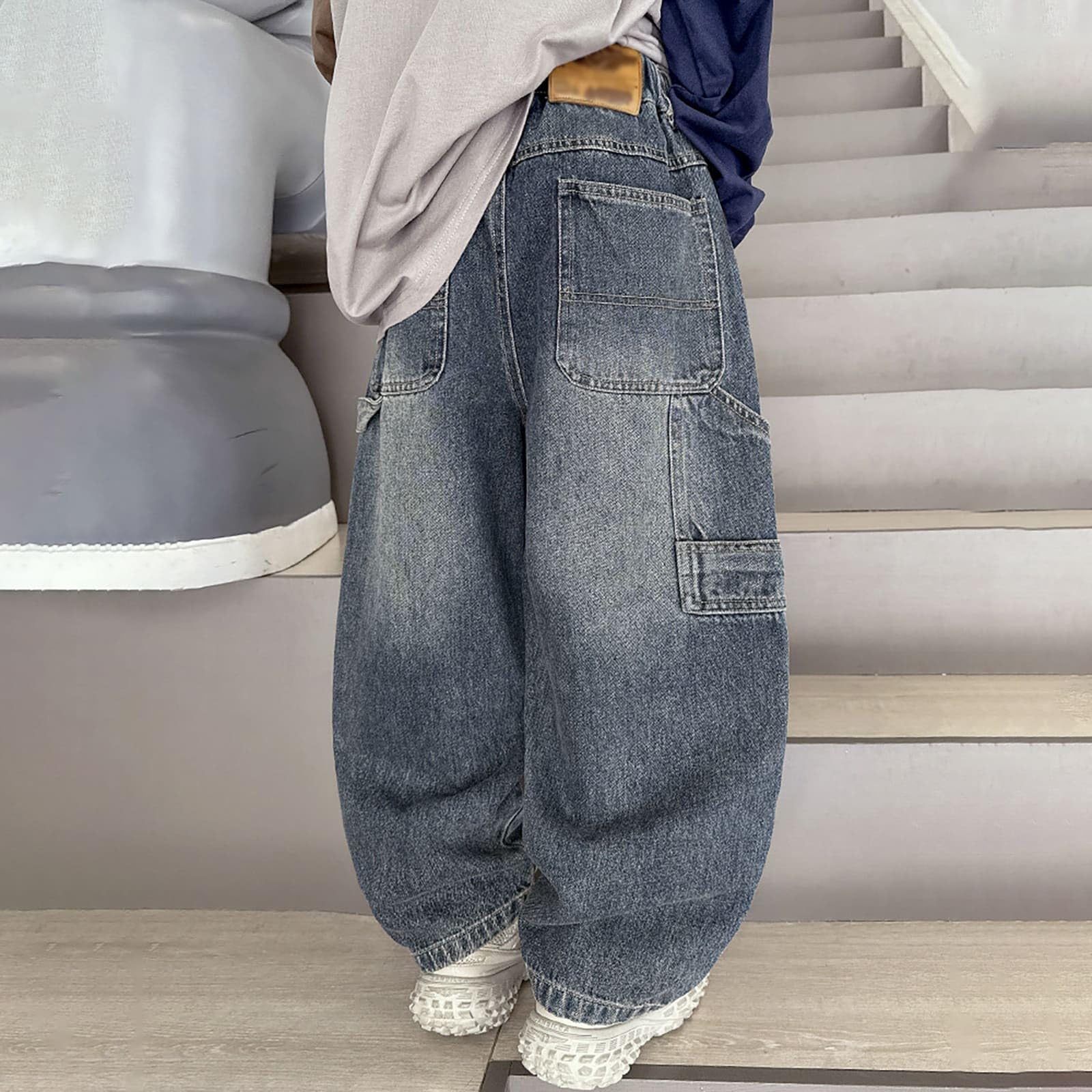 Pantalón Vaquero Niño - Pantalones Vaqueros Para Niños Cómodos Pantalones Vaqueros Elásticos Pantalones Casuales De Corte Holgado Para Niños Cintura Elástica Tela Suave Y Duradera Ropa Escolar