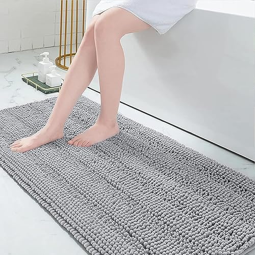 Miniatura 103 de Grandaily - Alfombras de baño de felpilla a rayas, extragruesas y absorbentes, antideslizantes, con fibras largas y suaves, lavables a máquina, para