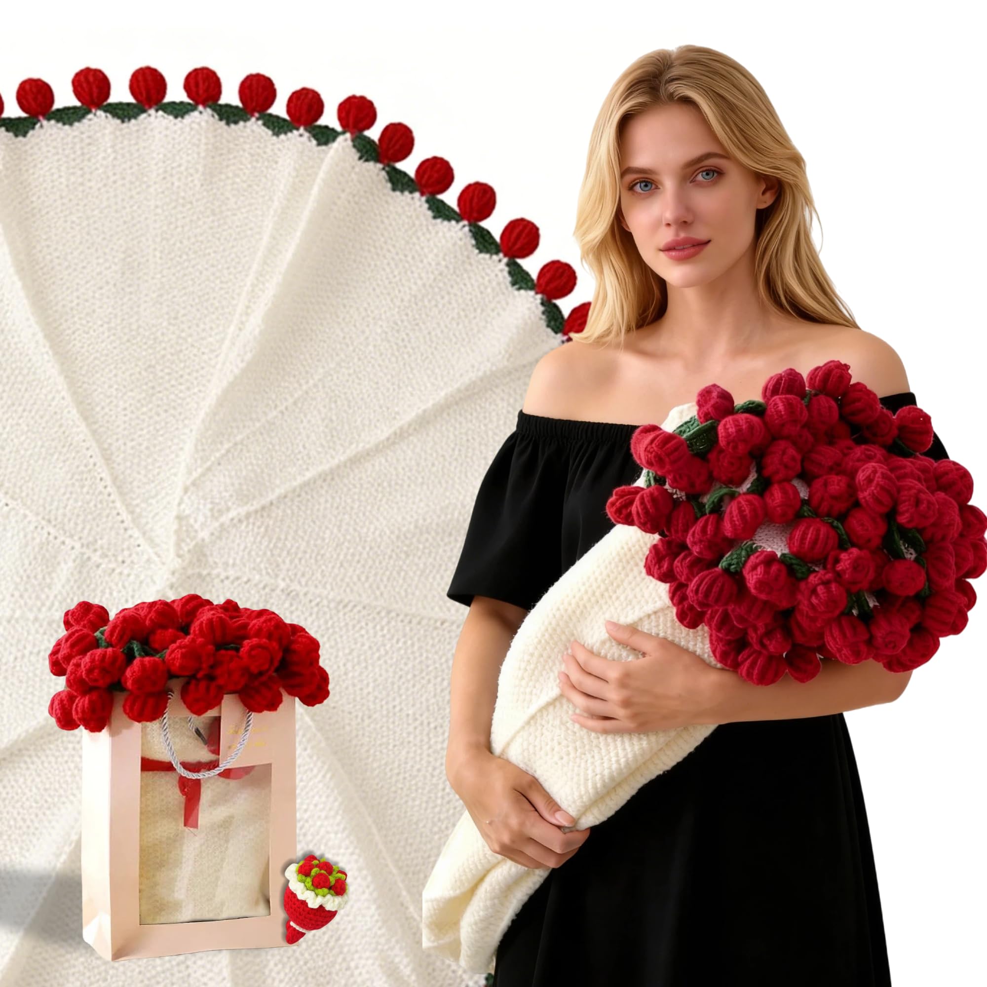Couverture de roses de fleurs au crochet faite à la main d'une qualité d'art