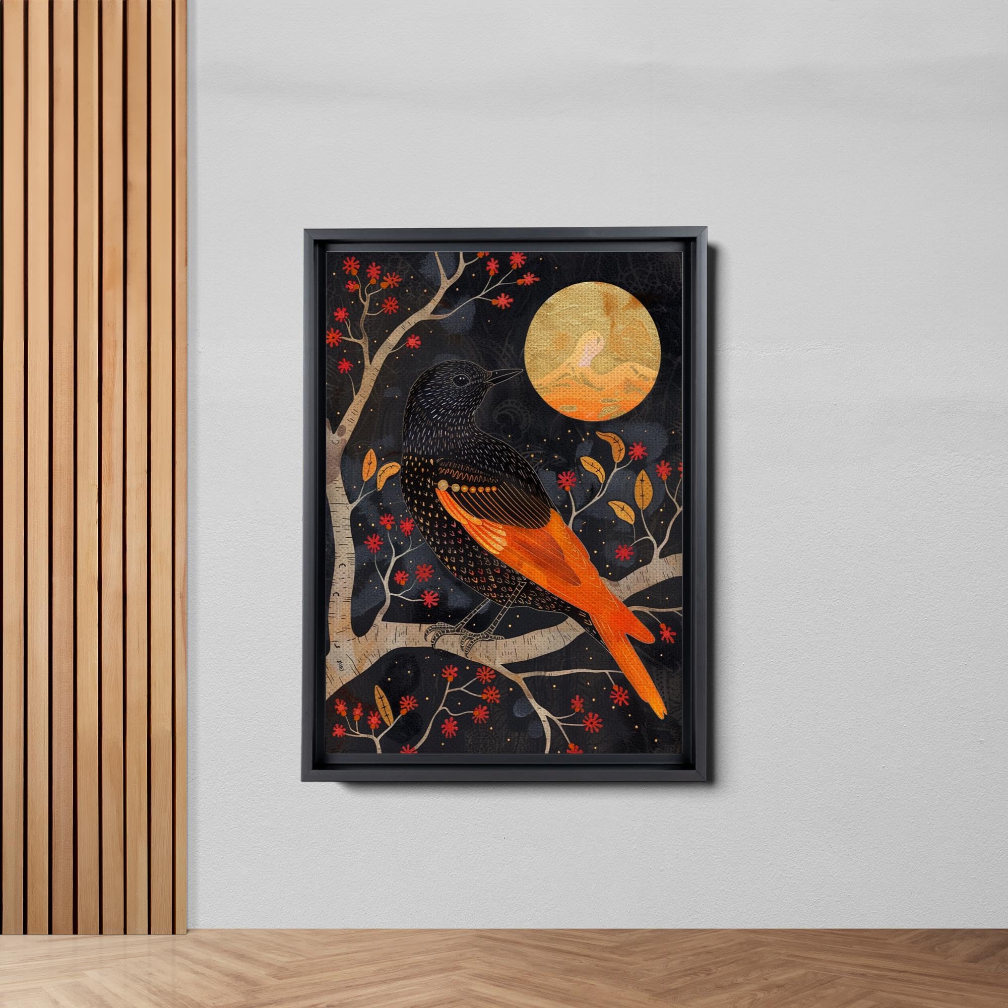 Amazon.com: American Folk Art Bird Print, Bird Wall Art, Dark