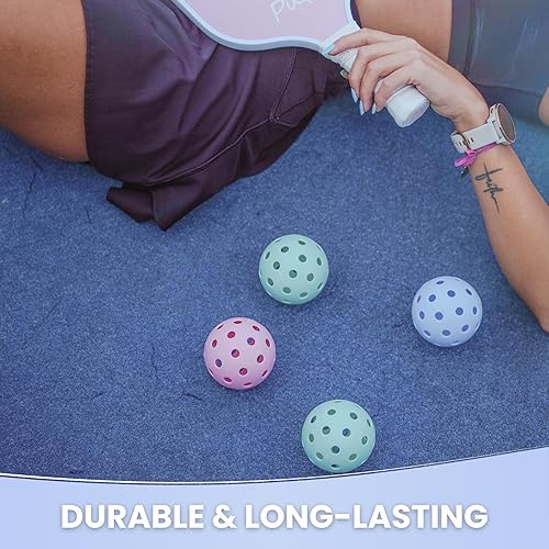Miniatura 4 de Lindas bolas de pickleball rosadas, paquete de 3, bolas de pickleball de 40 agujeros para exteriores