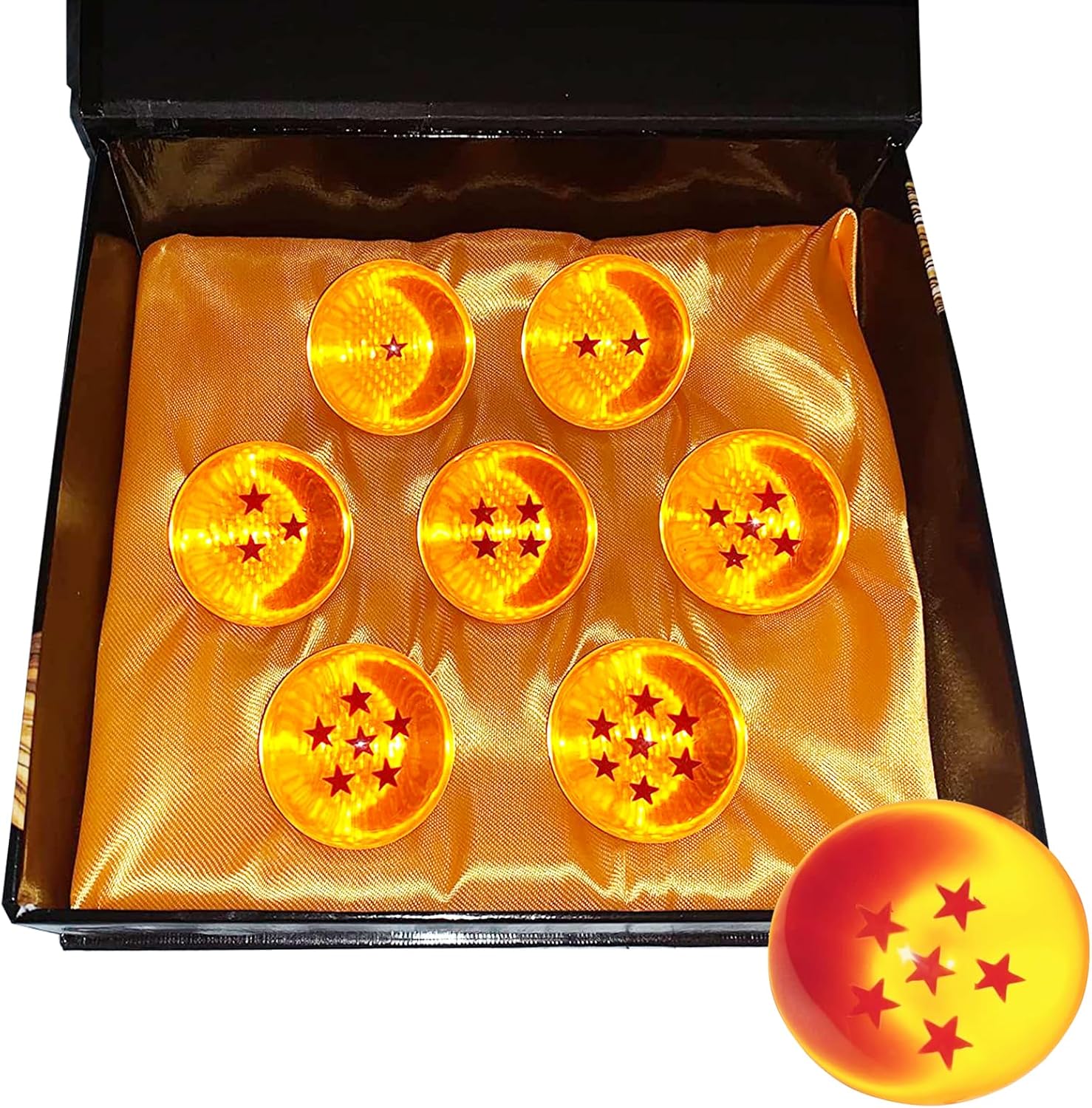 Product Review for New Collectible Medium Crystal Resin Stars Balls Dragon Ball - Anime Collectibles New Gift Box Set of 7pcs(1.7 in in diameter/43 MM in Diameter), with the price of : $16.99,Based on the following description : Material: Acrylic, inlaid with transparent red star pattern, one to seven, and another beautiful gift box.,Medium size: 43 mm/1.7 inch in diameter, suitable for fans with 7 stars. m/1.7 IN in diameter,This is a collection gift for children. Color: creative yellow with stars, including 7 stars. This is the perfect gift and collection choice.,Package: 7 crystal acrylic balls and a gift box,KAZETEC after-sales service: If you have any questions about the product, please contact us at any time, and our customer service will be ready to serve you., and and average Review : 4.6 out of 5, and the following summary of users reviews: Customers like the presentation, value for money, and quality of the product. They mention it's beautiful, has a unique design, and is a good buy for the price. Some are satisfied with the gift value and size. However, some customers have reported missing balls and differing opinions on the glass content. AI-generated from the text of customer reviews