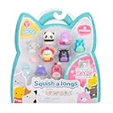 Squish-a-longs 8 Pack - 1” Mini-Squish with 2 Accessories, 1 Ring, and a Collector’s Guide - Collect, Trade, & Play
