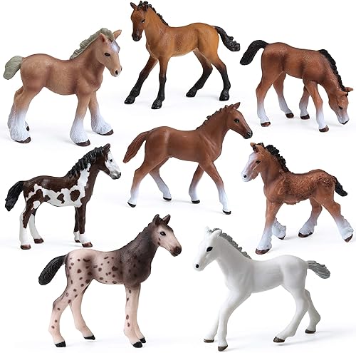 4 piezas de juguete de caballos pintos, figuras de caballo de plástico realistas, juguetes de animales de caballo para niñas y niños, decoración de