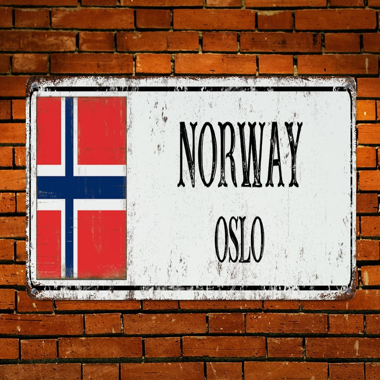 Amazon.com : Norway Oslo Wall Decor Metal Sign Norway Country Flag
