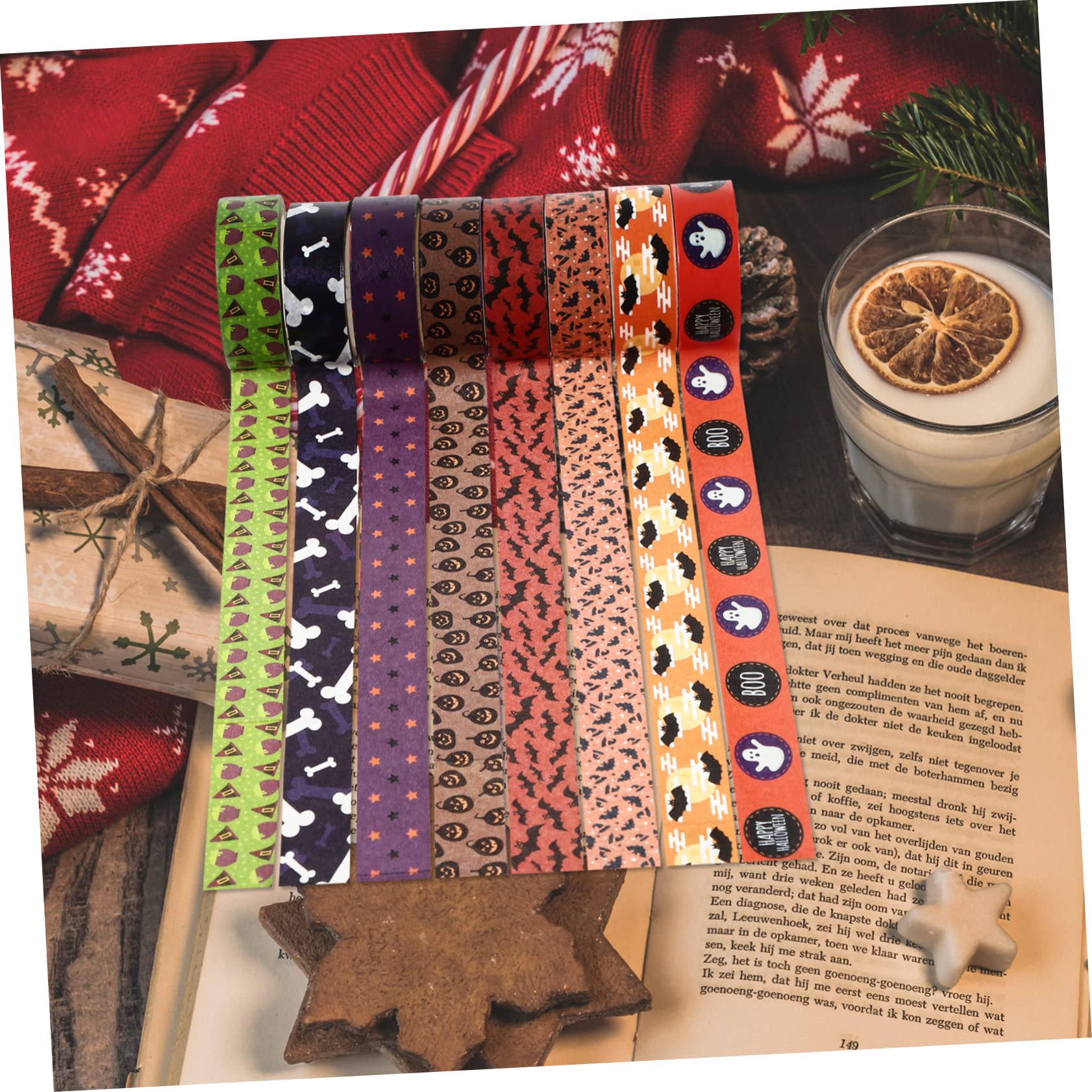 NUOBESTY 56 Rollos washi Suministros de Fiesta víspera de Todos Pegatinas Manualidades Halloween Manualidades de Halloween Cintas Decorativas Cintas con Tema de Halloween