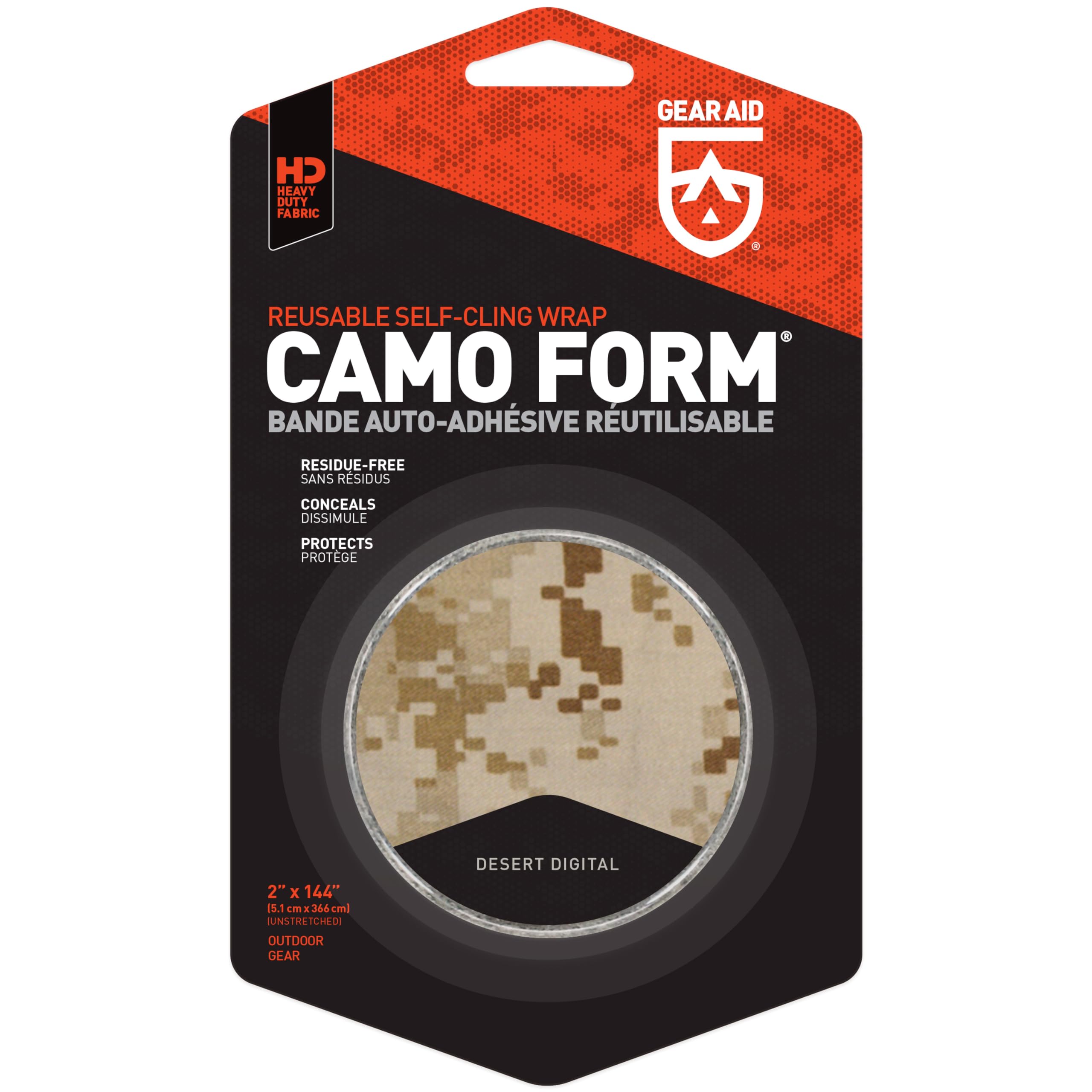 GEAR AID Camo Form Self-Cling and Reusable Fabric Camouflage Wrap, Adds Grip and Shield Hands from Hot or Cold Surfaces to Protect You and Your