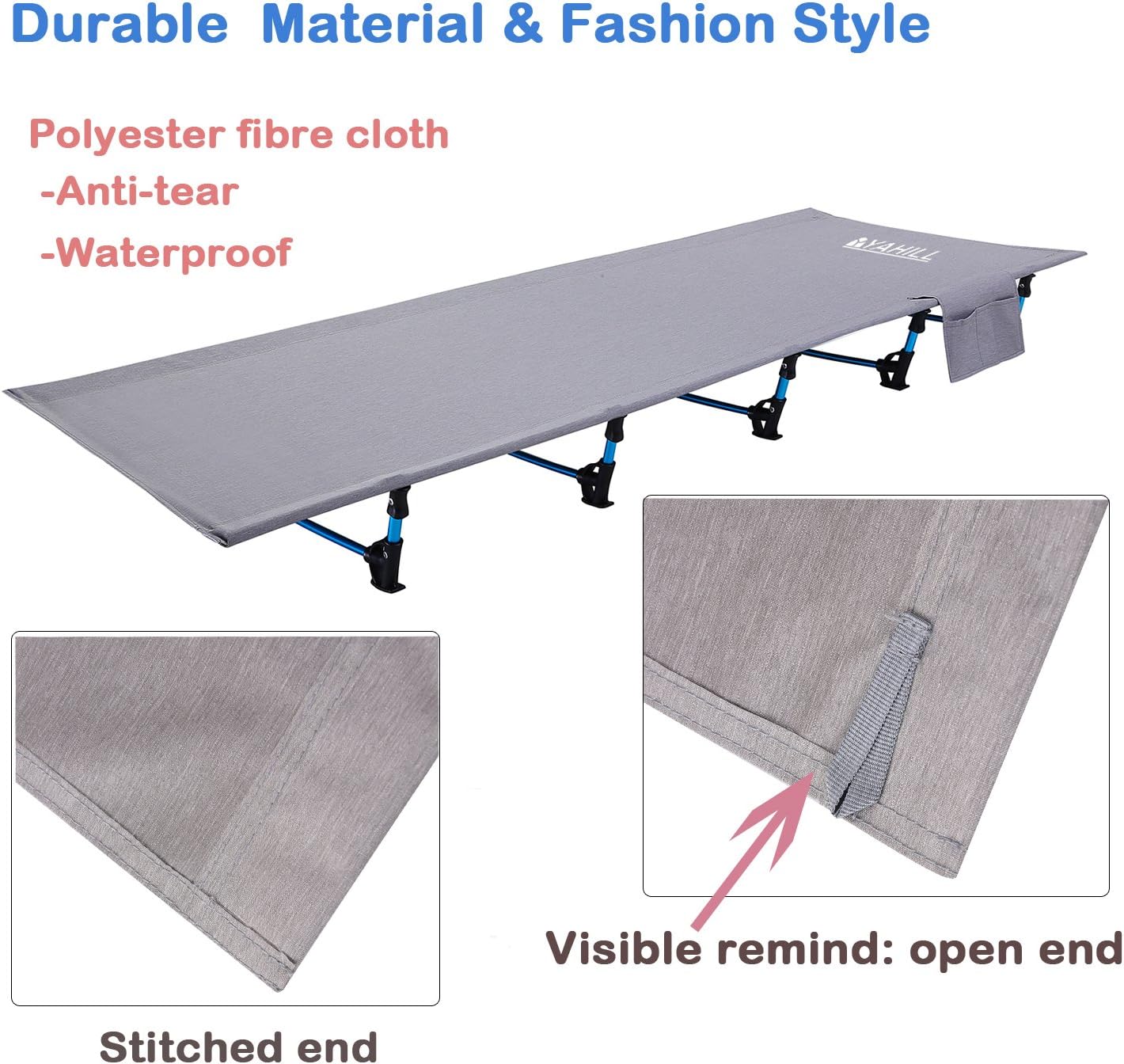 YAHILL Ultralight Folding Camping Cot Sleeping Collapsible Portable Foldable Bed Aluminum Replacements for Tent Backpack, Adults Youth Outdoor Travel Hiking Fishing Hunting