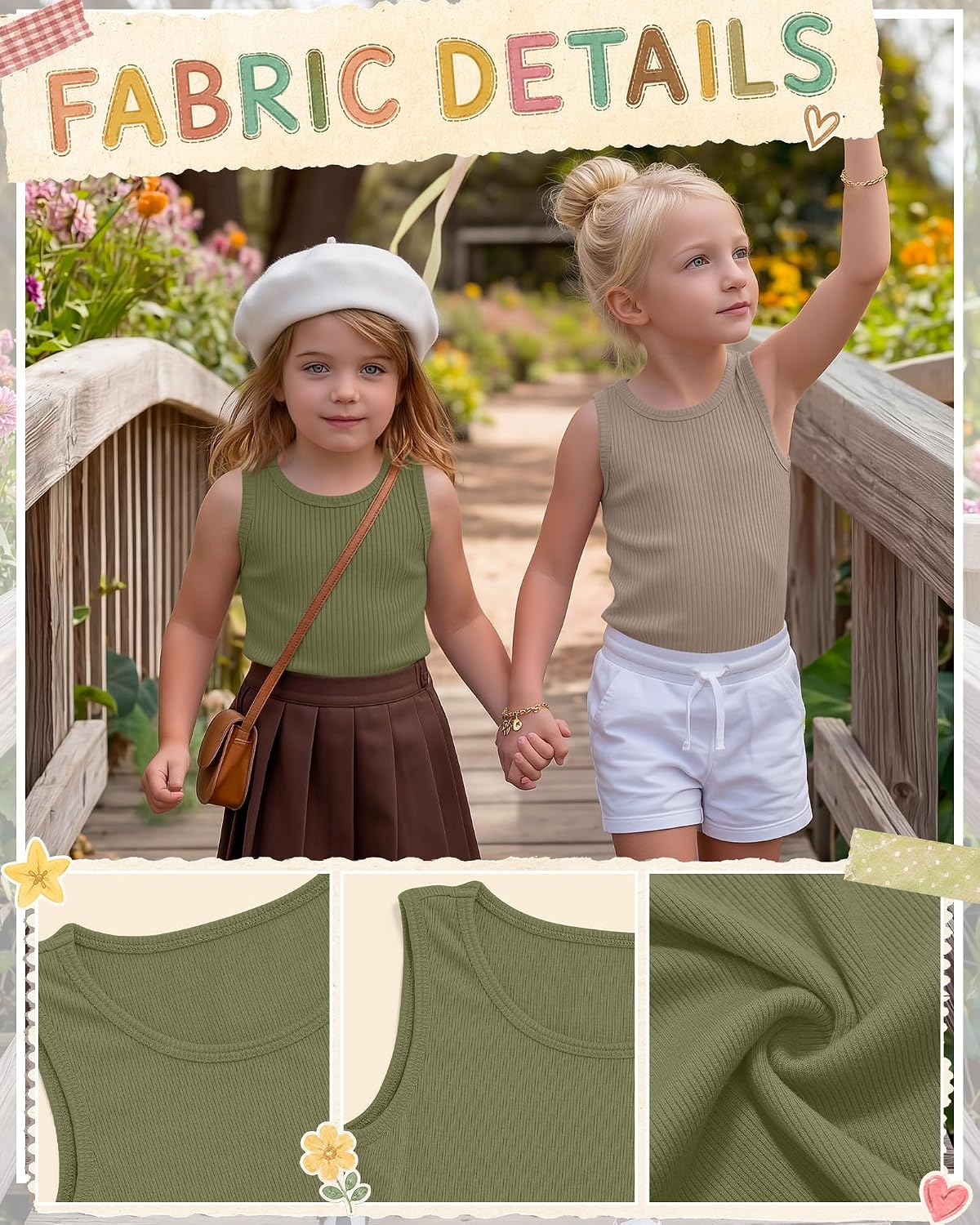 3 Pack Toddler Girls Cotton Tank Tops