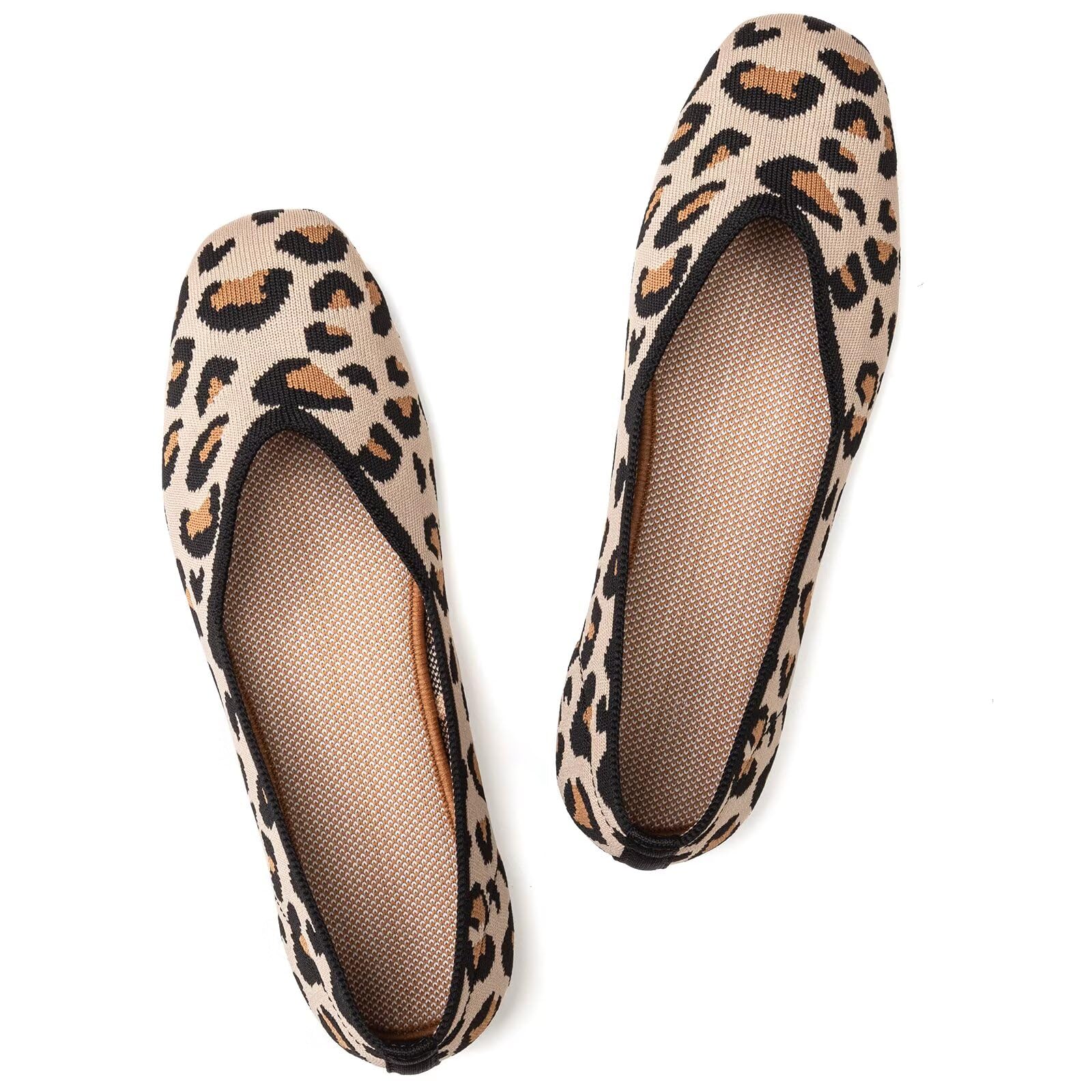 Frank Mully Damen-Ballerinas mit quadratischer Zehenpartie, Slip-on-Strickschuhe, Ballett-Bequeme Damen-Schuhe mit V-Ausschnitt