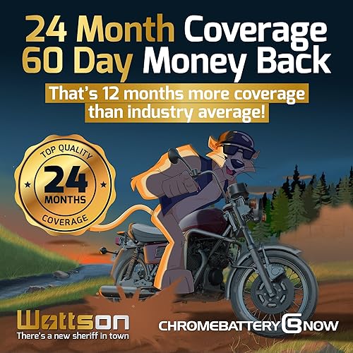 Miniatura 8 de CHROMEBATTERY NOW YTX9-BS 12V 120 CCA AGM – Batería de 8Ah libre de mantenimiento para ATV, motocicleta, scooter, moto acuática – Terminal de tuerca