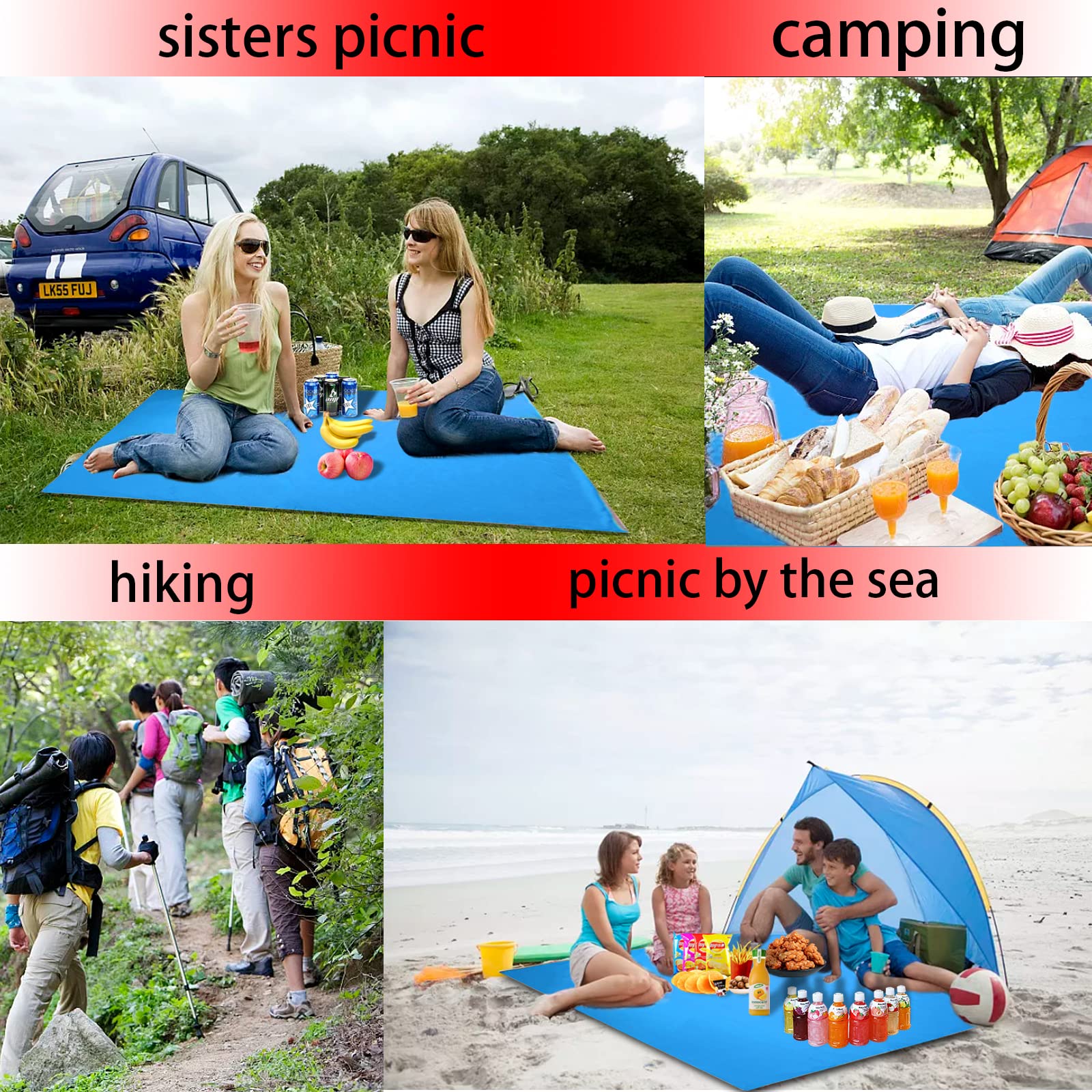 Grand tapis de pique-nique imperméable à l'eau couverture tapis camping