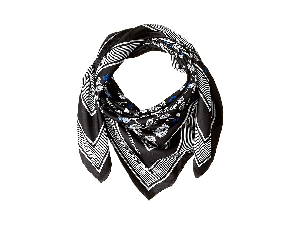 

LAUREN Ralph Lauren Sonia Silk Twill Scarf (Black) Scarves