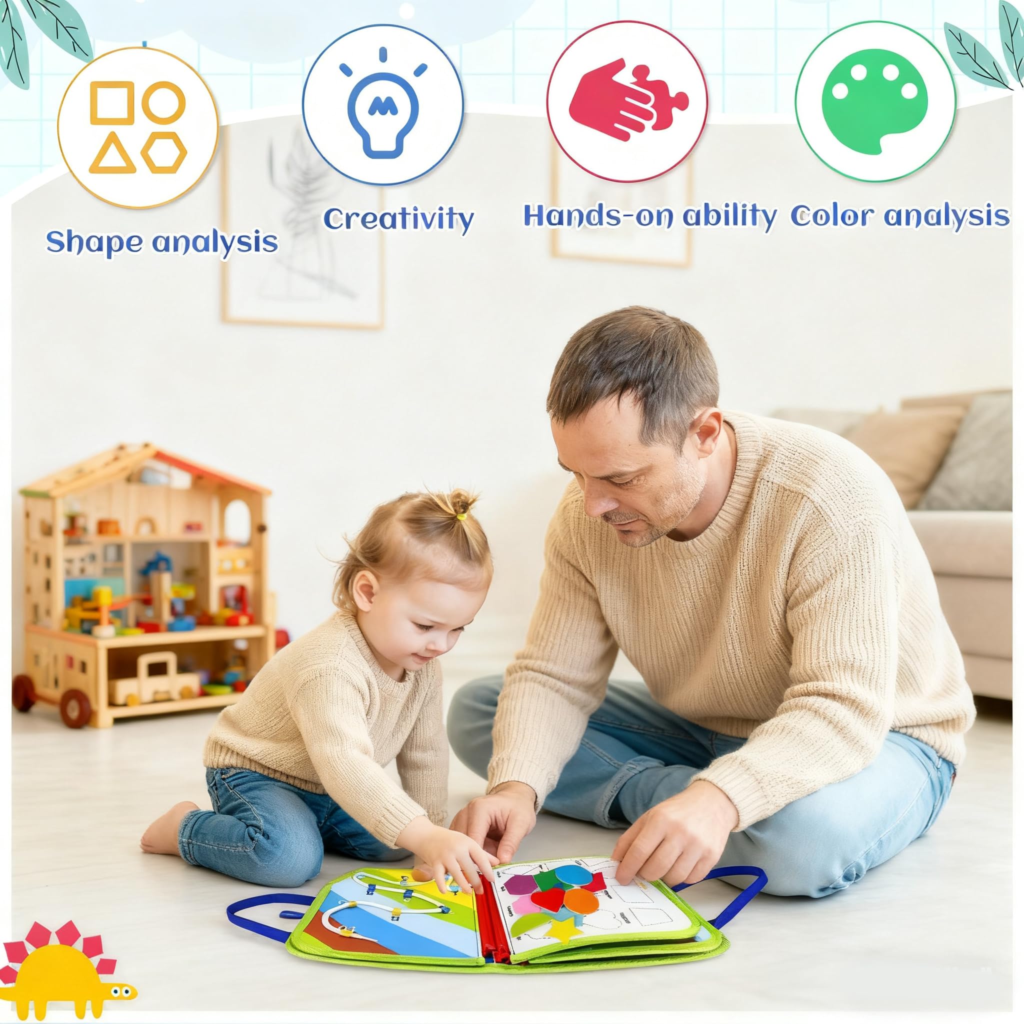 Montessori Busy Board di Feltro - Libro Montessori Interattivo, Giochi Educativi 1 2 Anni, Sviluppa Motricità Fine, Autonomia e Logica Bambini/Bambine (Natale, Compleanno)