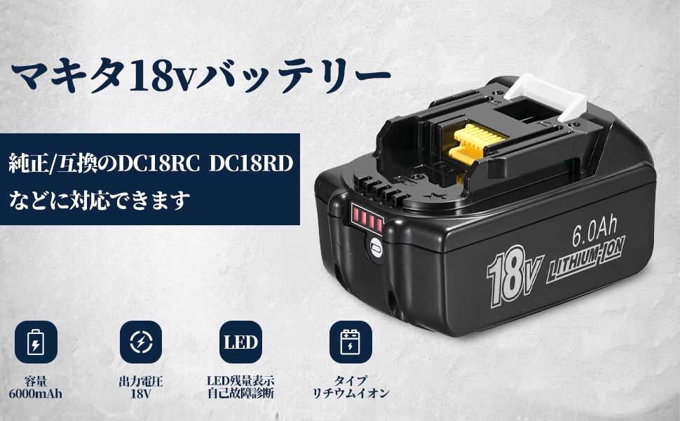BL1860-.6.ah大容量電池二個入り Makita 18V LXT Lithium-Ion 6.0 Ah Battery (2-Pack) BL1860B-2