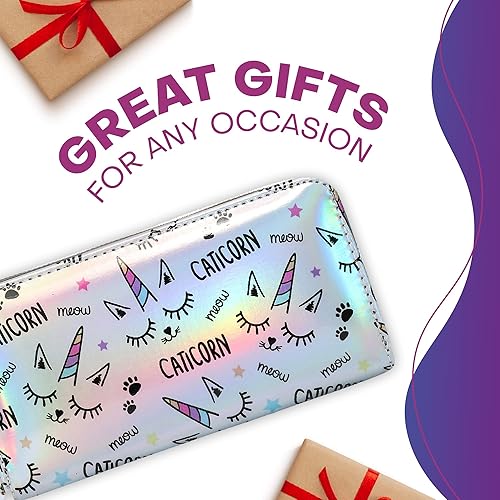 Miniatura 3 de Rave Envy Lindas carteras de moda para mujer carteras pequeñas de moda para mujer Unicornio holográfico - Caticornio Cartera grande