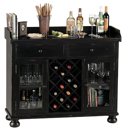 APRODZ Mango Wood Wine Storage Telfer Bar Cabinet for Living Room, Honey Finish, Standard (bc-45)