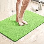 LuxStep Shower Mat Bathtub Mat,24x16 inch, Non-Slip Bath Mat with Drain, Quick Drying PVC Loofah Bathmat for Tub,Shower,Bathroom (Grass Green)